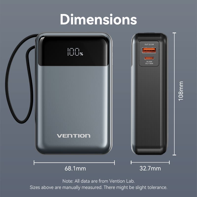 Vention 20000mAh Power Bank 65W、mySite、fannypackpong