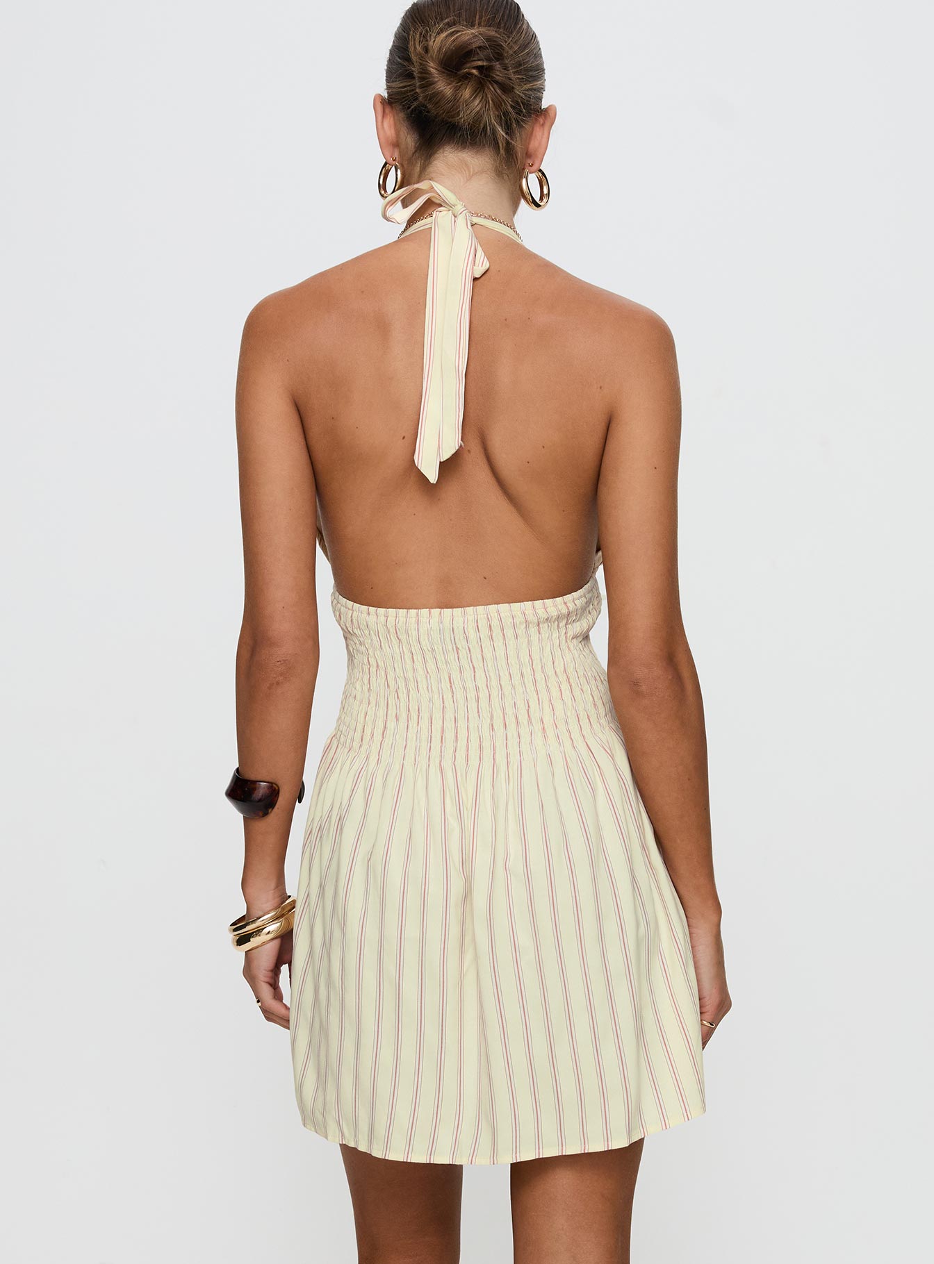 Alivea Shirred Mini Dress Cream、mySite、solidvoid