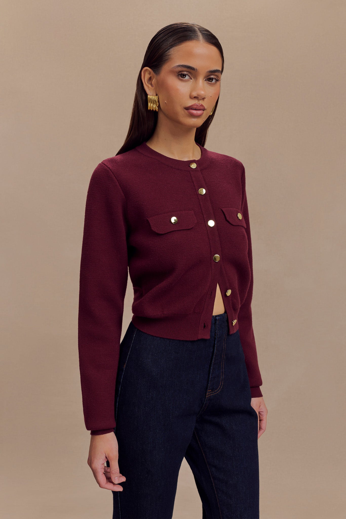 Tabitha Knit Cardigan - Merlot、mySite、solidvoid