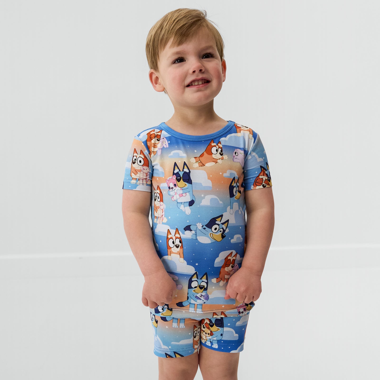 Bluey Blue Sleepytime Two-Piece Short Sleeve & Shorts Pajama Set、mySite、g9winljtr