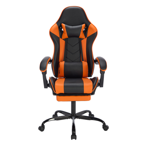 Gaming Chair with Footrest, Ergonomic Computer Chair with Headrest and Lumbar Support, Breathable Material Height Adjustable Video Game Chairs for Adults, Black Orange、、casual