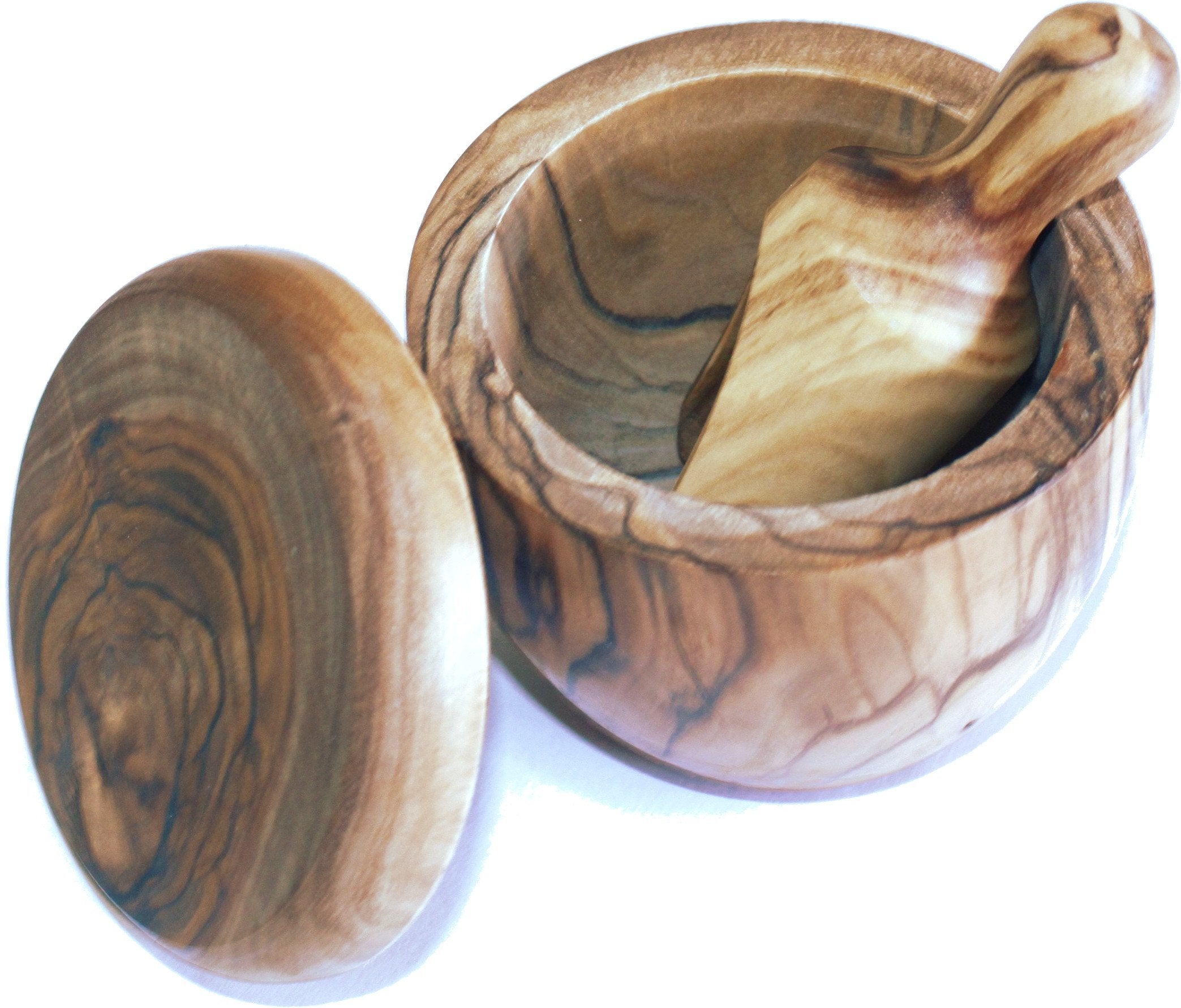  Olive wood Salt Cellar with Olive wood Salt Spoon set (3 Inch each) - Asfour Outlet Trademark、mySite、elrpsem3k