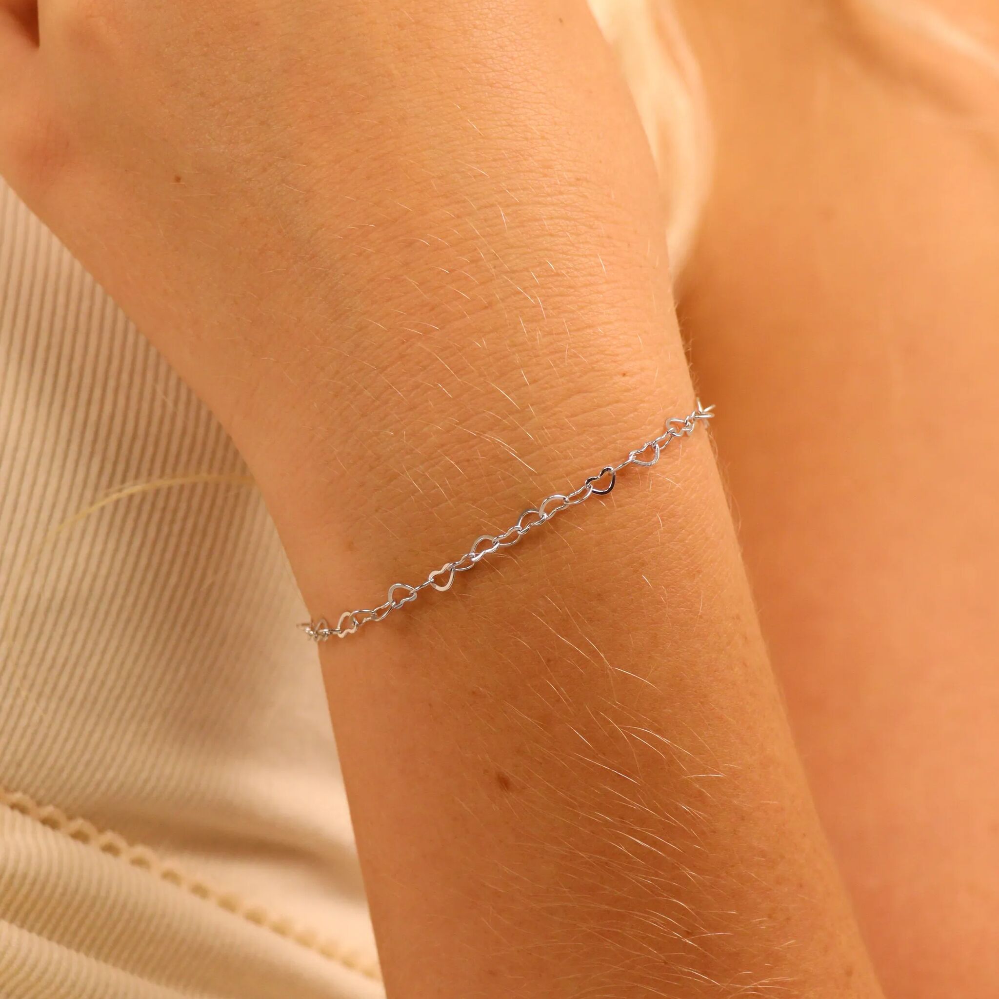 3.0 mm Linked Heart Chain .925 Sterling Silver Permanent Jewelry Chain - By the Foot / PMJ0025、mySite、dreamappss