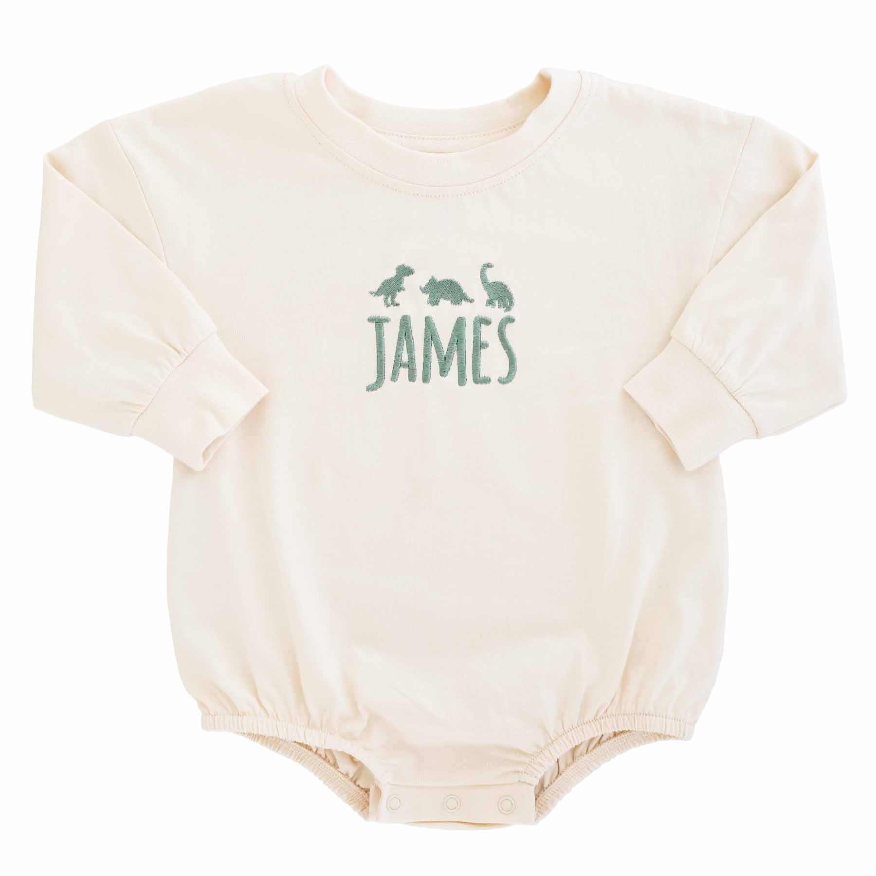  Personalized Dinosaur Long Sleeve Bubble Romper | Natural、mySite、layawaytickets