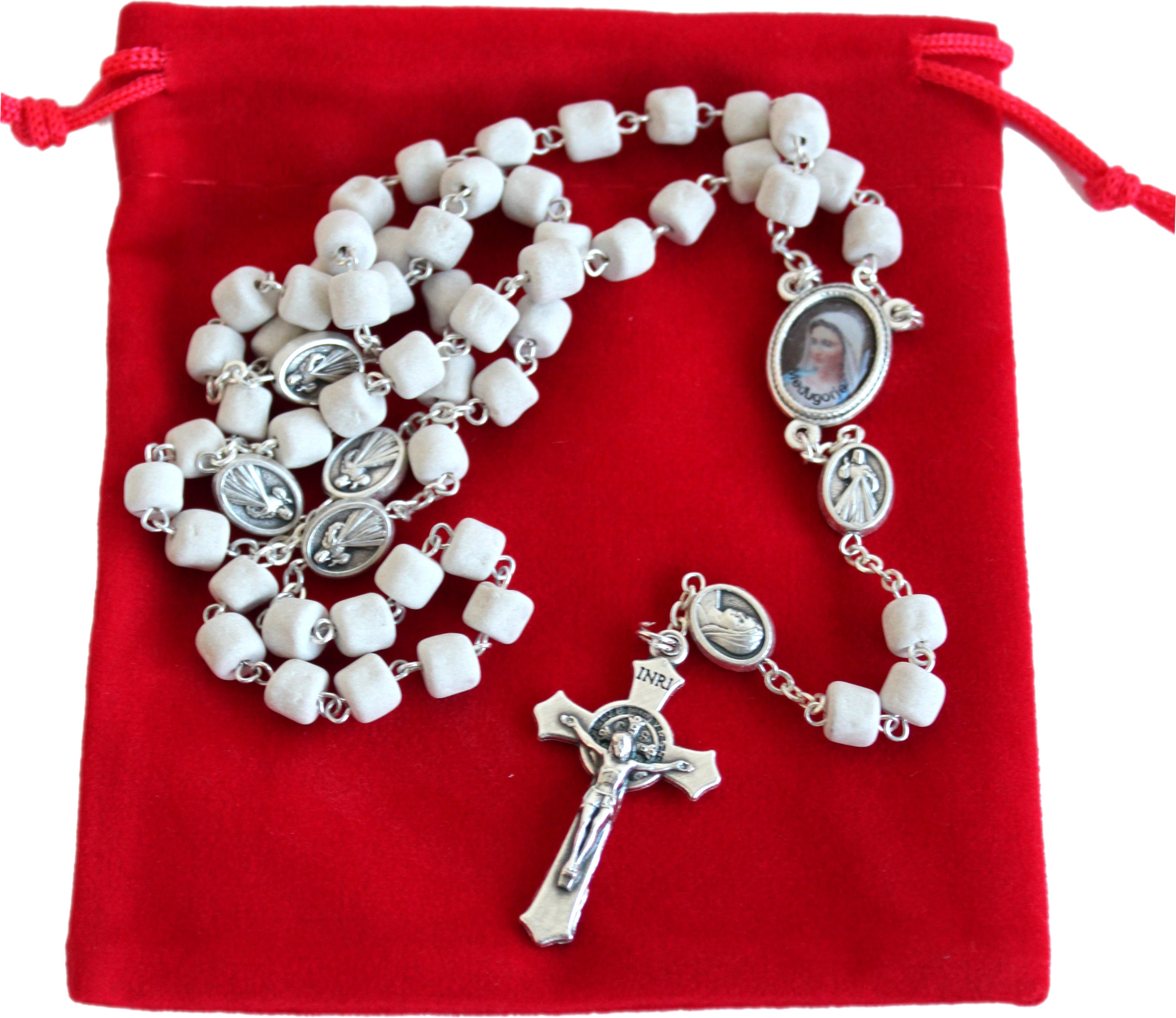  MEDJUGORJE - Rosary made from Apparition hill directly from MEDUGORJE. ( 20 inches long ) - silver cross、mySite、elrpsem3k