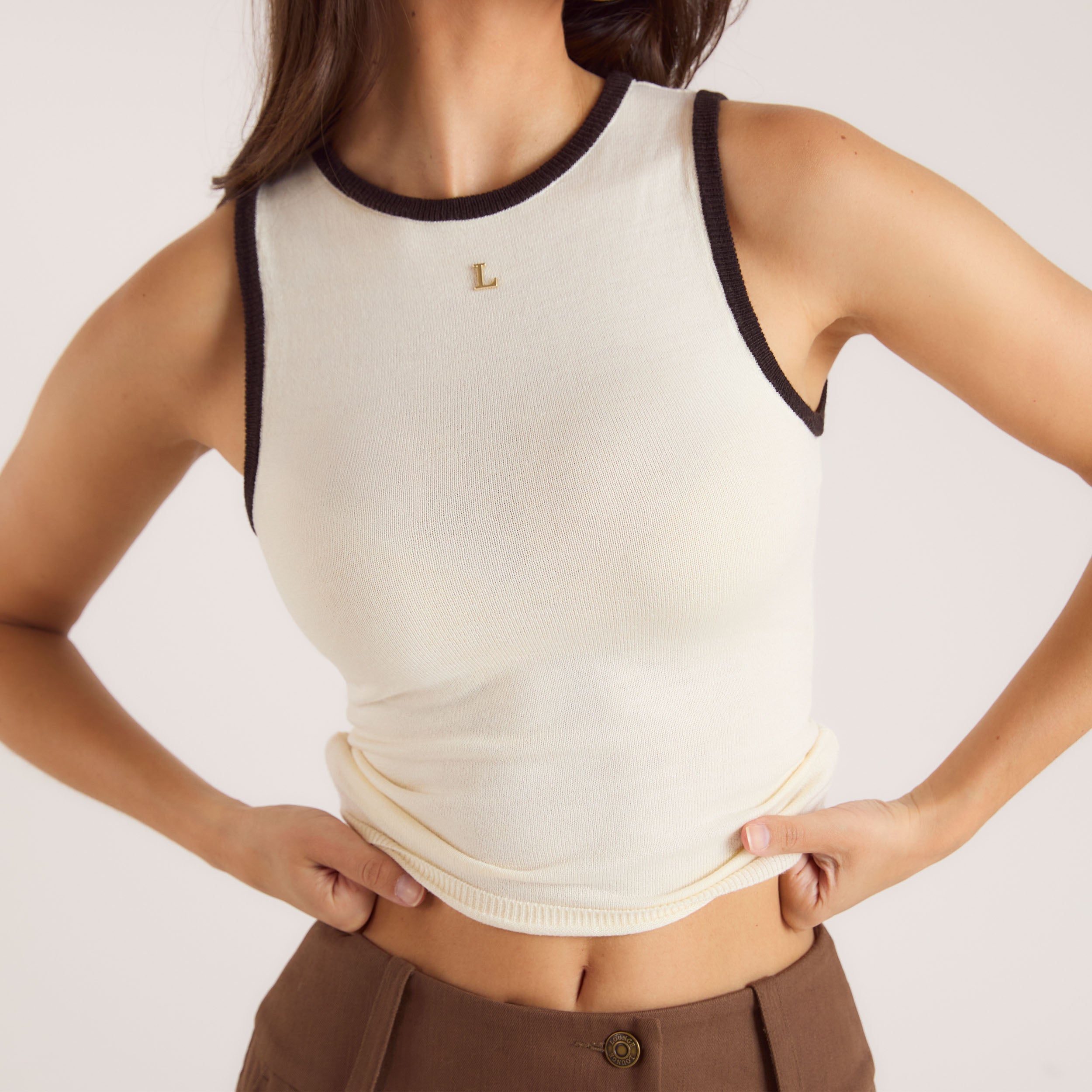 Knitted Vest Top - Off White、mySite、bengalsvssteelers