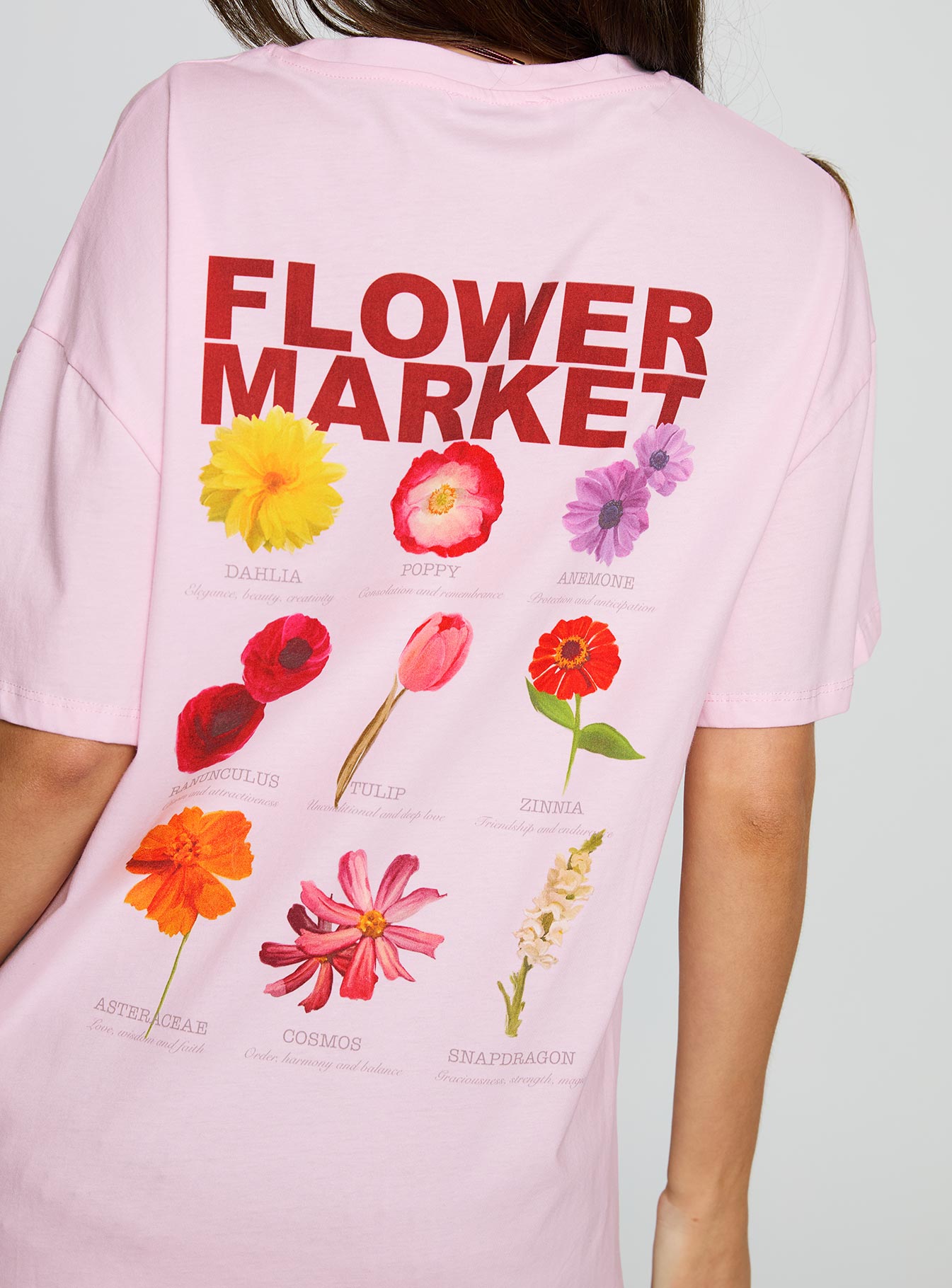 Flower Chart Oversized Tee Pink、mySite、solidvoid