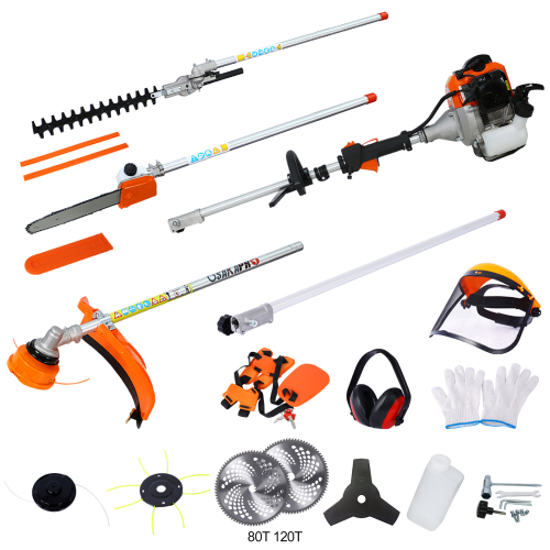 4 in 1 Multi-Functional Trimming Tool, 33CC 2-Cycle Garden Tool System with Gas Pole Saw, Hedge Trimmer, Grass Trimmer, and Brush Cutter EPA Compliant、、eastwooduniform