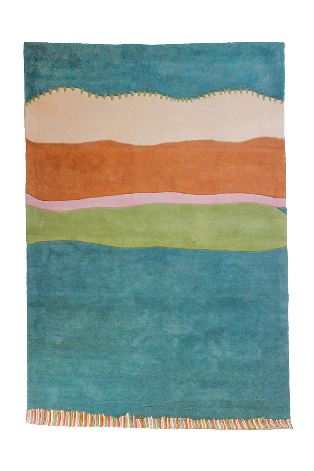 Stitched and Striped Teal Hand Tufted Wool Rug、mySite、gigharbornorthrealestate