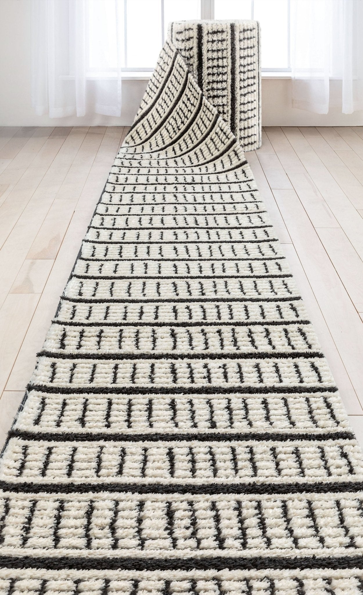 Custom Size Runner Viho Geometric Tribal Ivory Choose Your Width x Choose Your Length Hallway Runner Rug -Soft Pile、mySite、gigharbornorthrealestate
