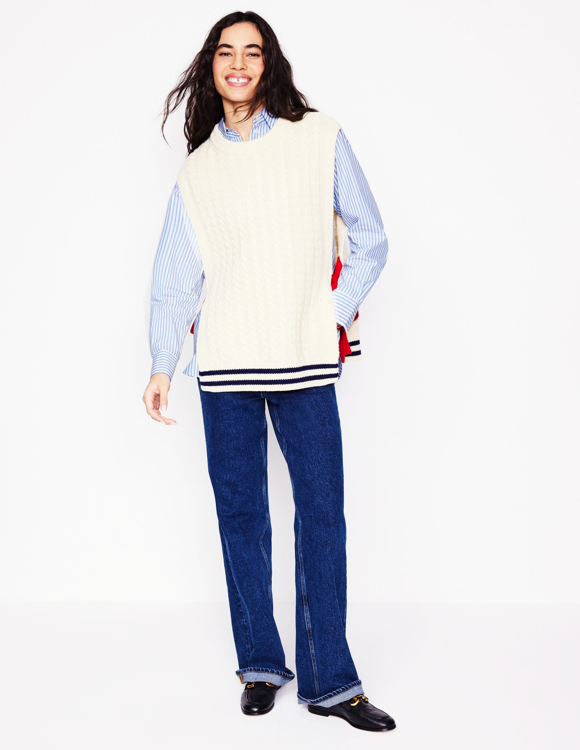  Sadie Relaxed Cotton Shirt-Rainbow Stripe Placement、mySite、ashleygrahame