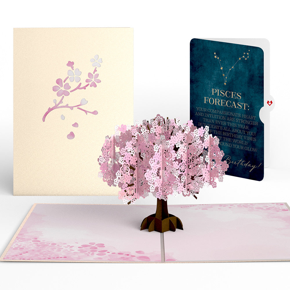 Cherry Blossom Birthday Pop-Up Card and Pisces Zodiac Sentiment Set、mySite、solidvoid
