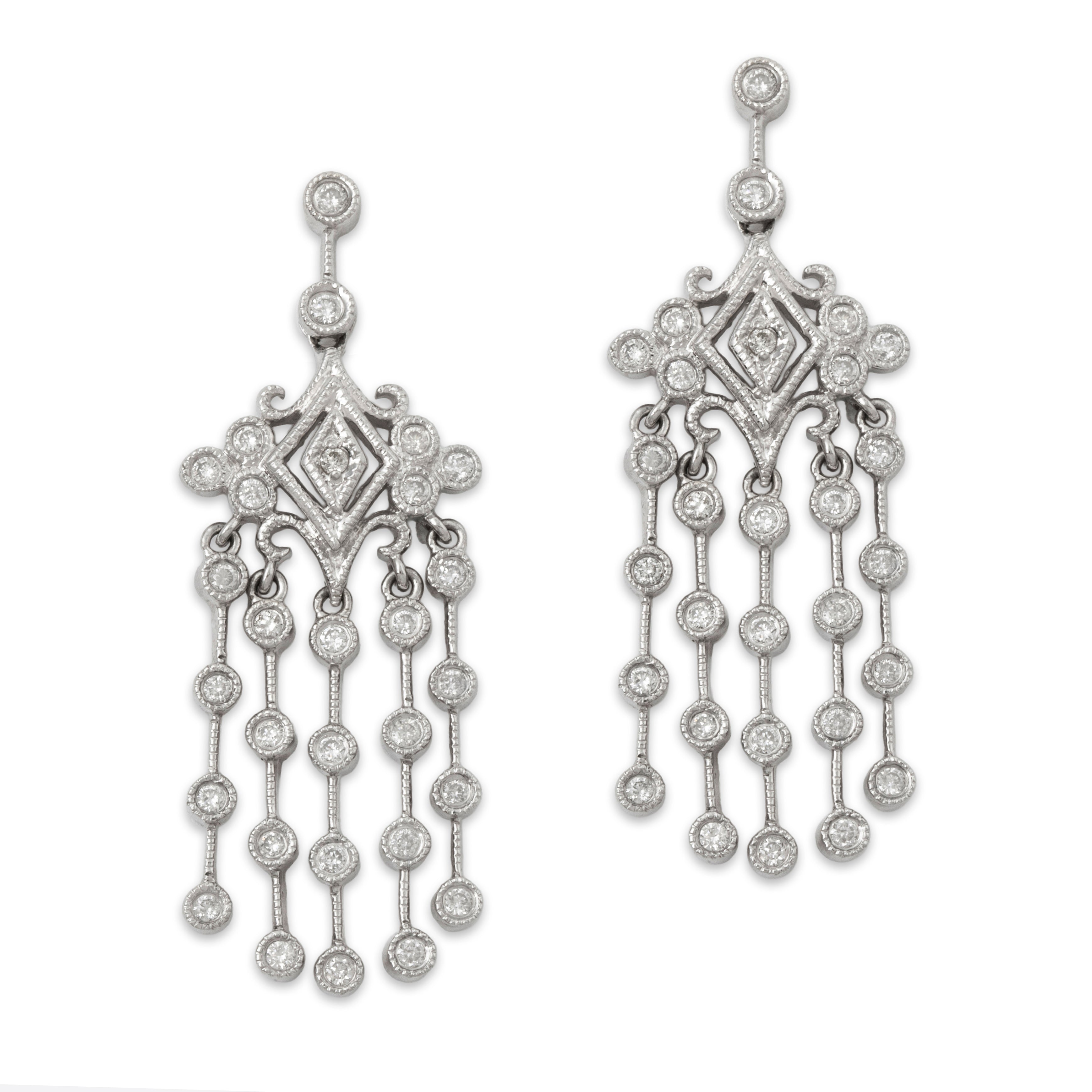 Vintage 14k White Gold .522cttw Diamond Chandelier Dangle Earrings、mySite、hinf8tx79