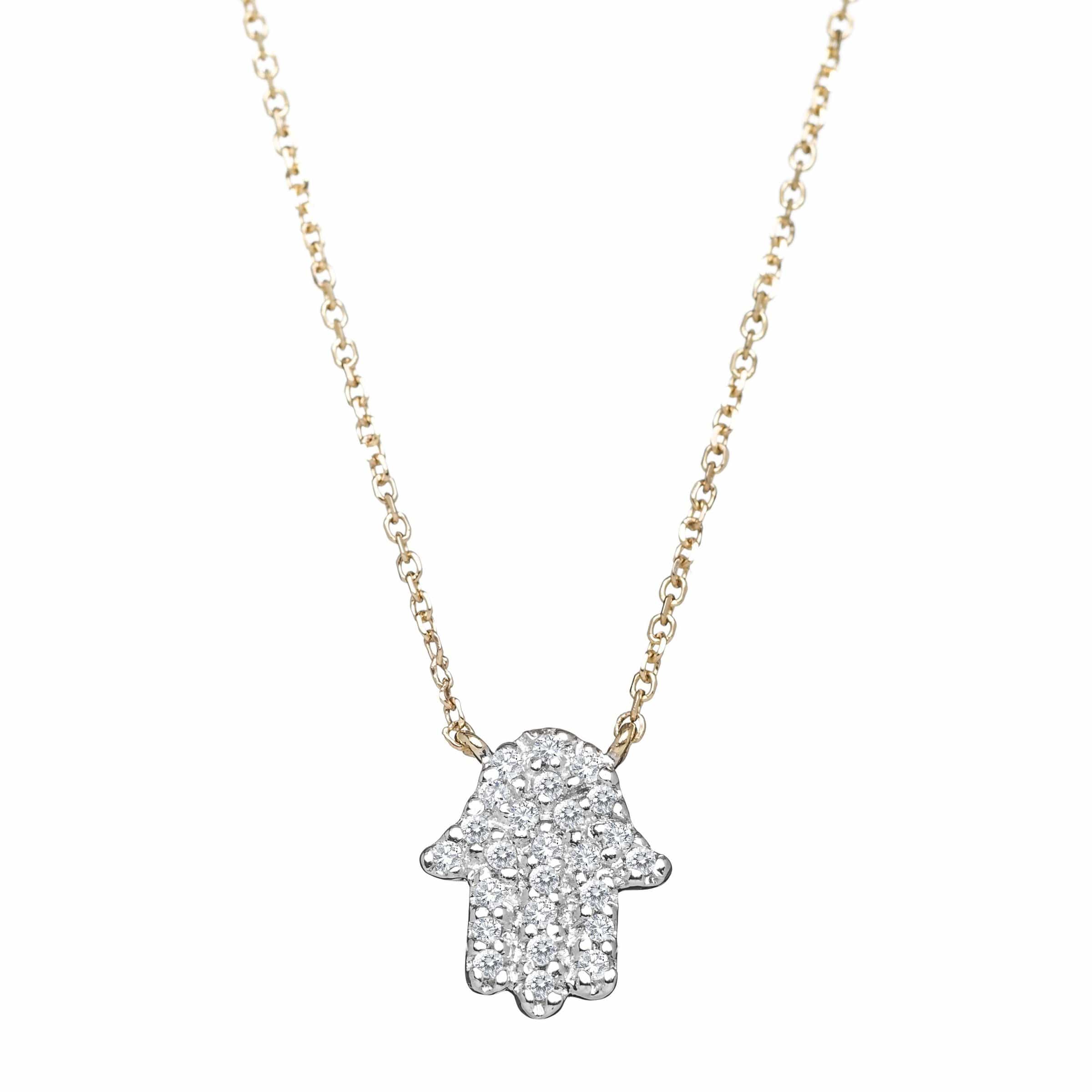 Diamond Hamsa Necklace - 14k Yellow, White or Rose Gold、mySite、topwebapps