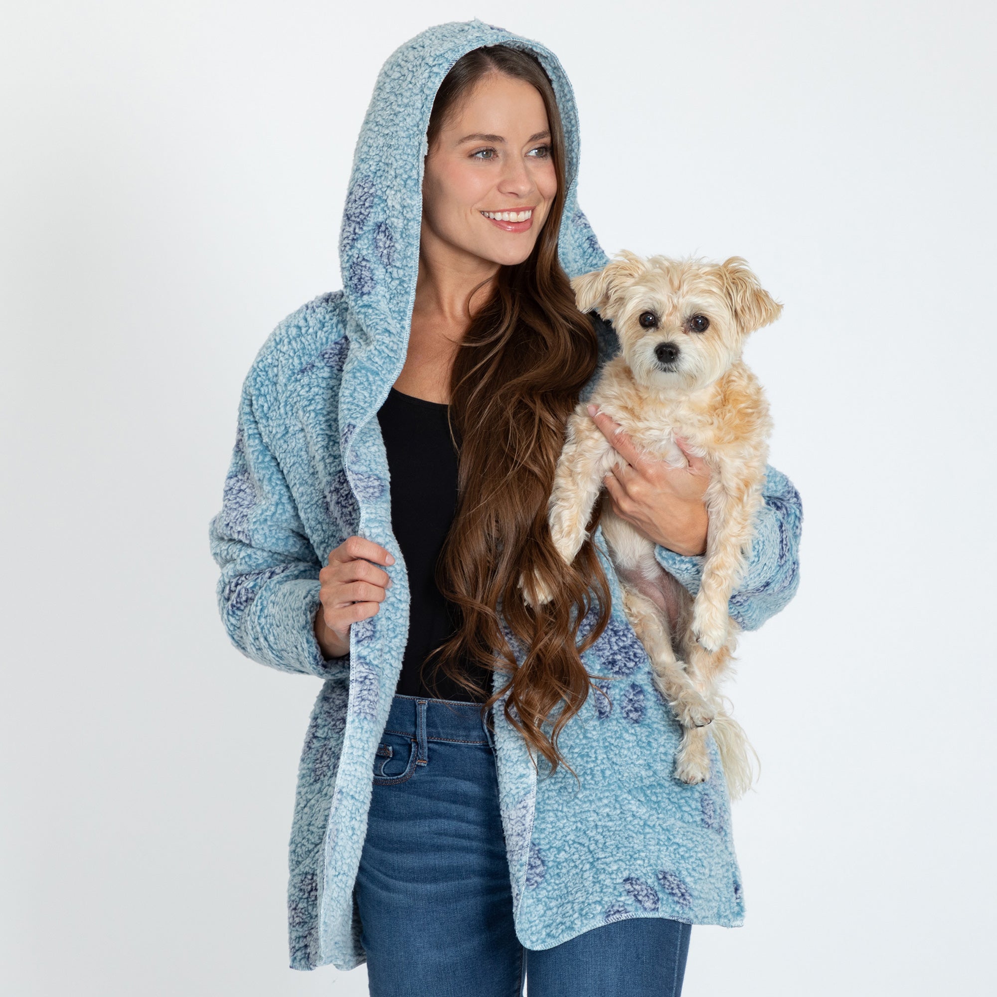 Cozy in Paws Plush Sherpa Fleece Open Jacket with Pockets、mySite、camillekostekn