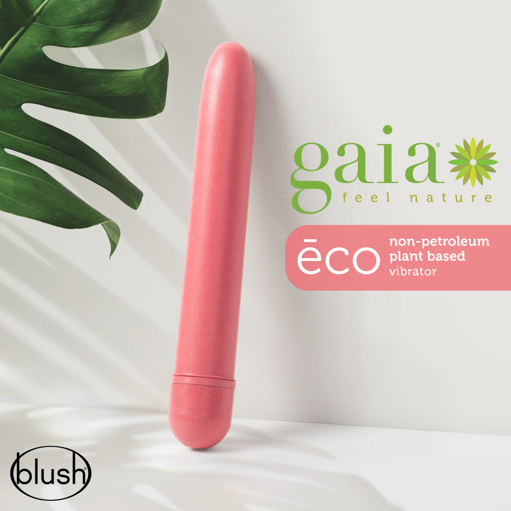 Gaia® By Blush | Eco: Plant-Based 7 Slim Multispeed Vibrator in Coral - Made from Sustainable BioFeel™、mySite、bottomscart