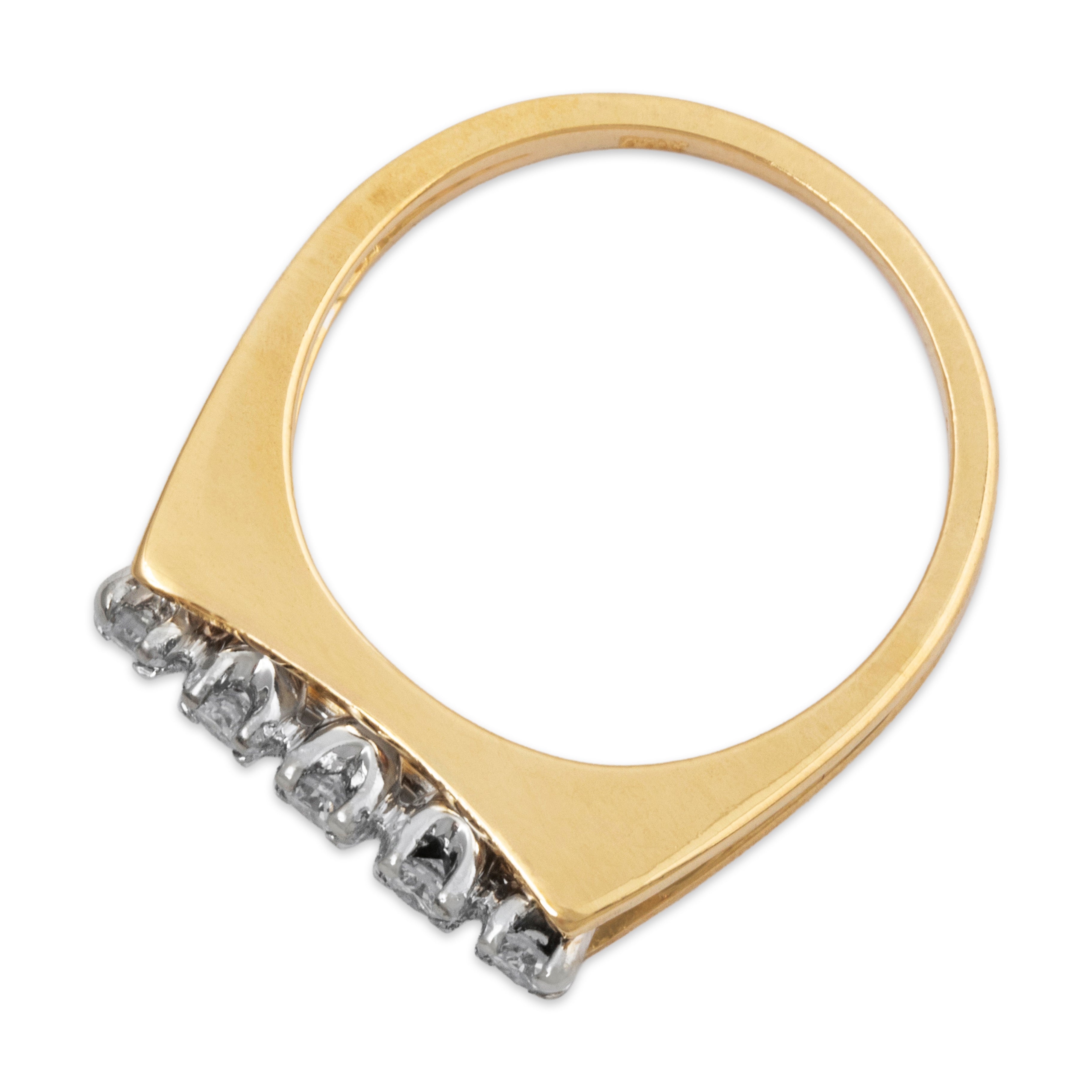 Vintage 14k Yellow Gold Diamond Elegant Band of Light Ring 5.75、mySite、hinf8tx79