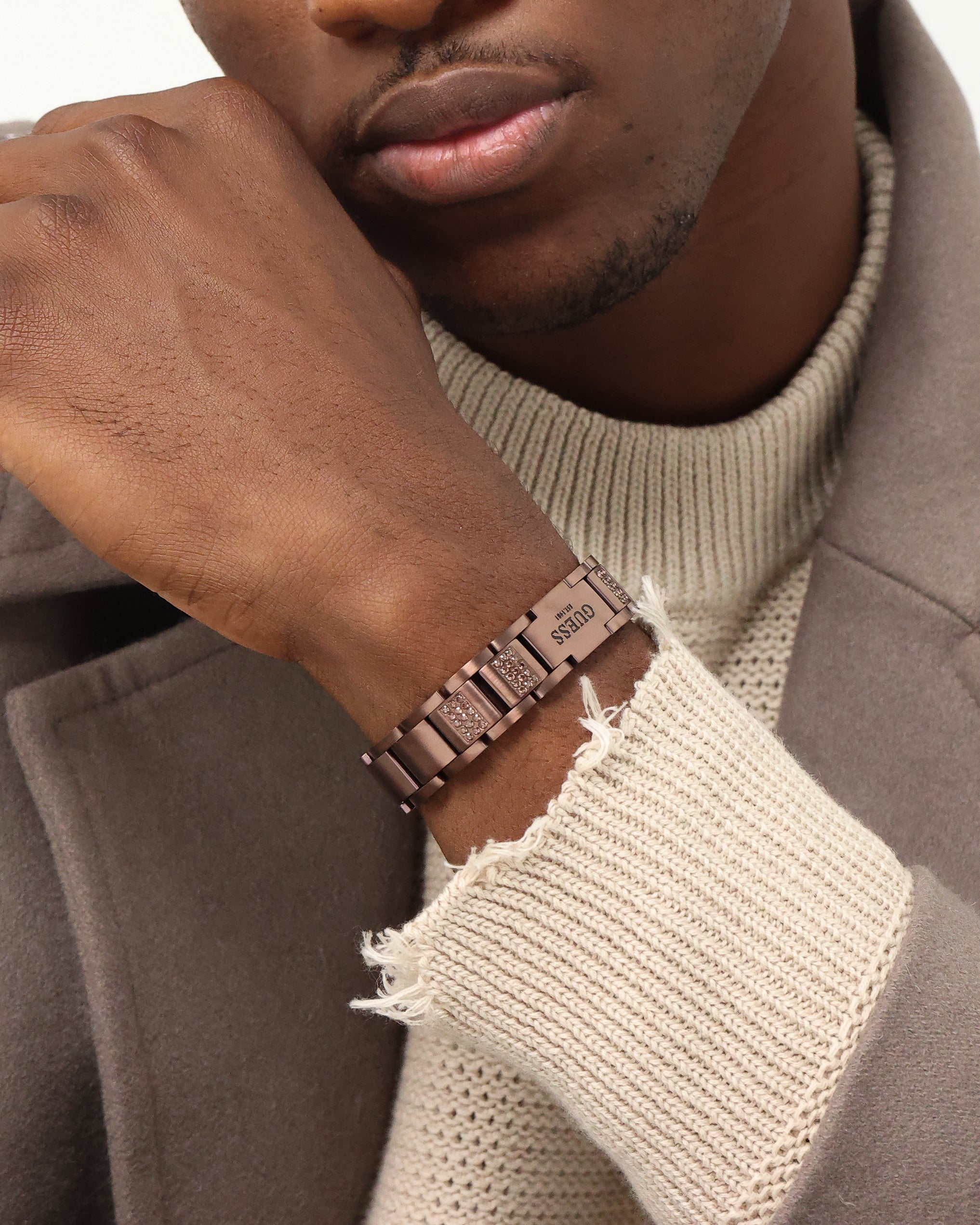 Guess Mainline Frontier 15mm Bracelet Chocolate Brown、mySite、zt4zffjzw