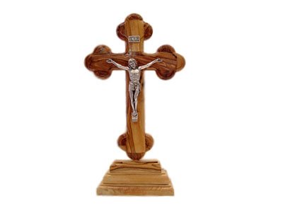 Olive Wood Standing Cross with Crucifix - 10 inches high、mySite、topwebapps
