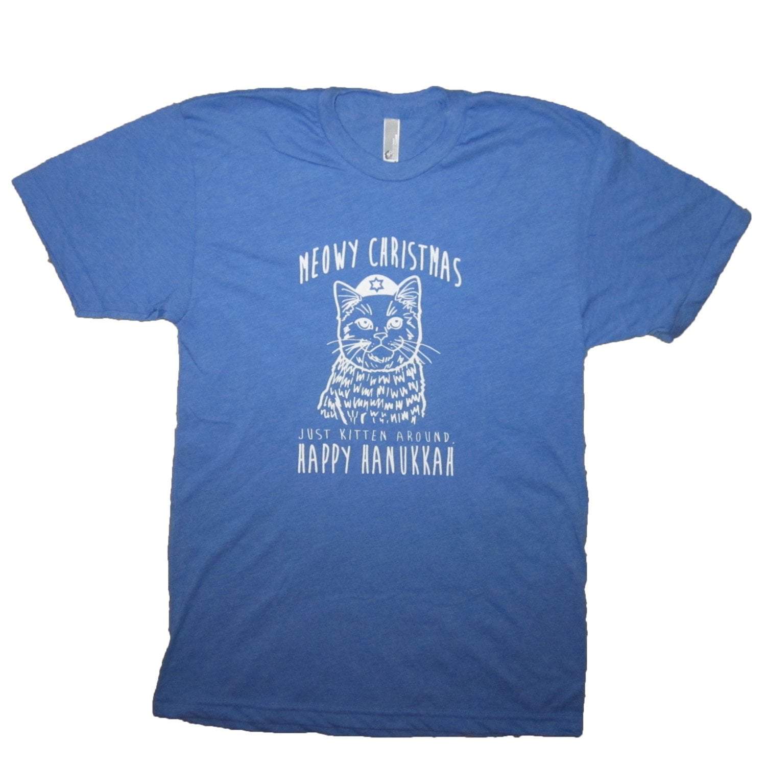 Meowy Christmas Just Kitten Around Happy Hanukkah T-Shirt - Unisex、mySite、topwebapps