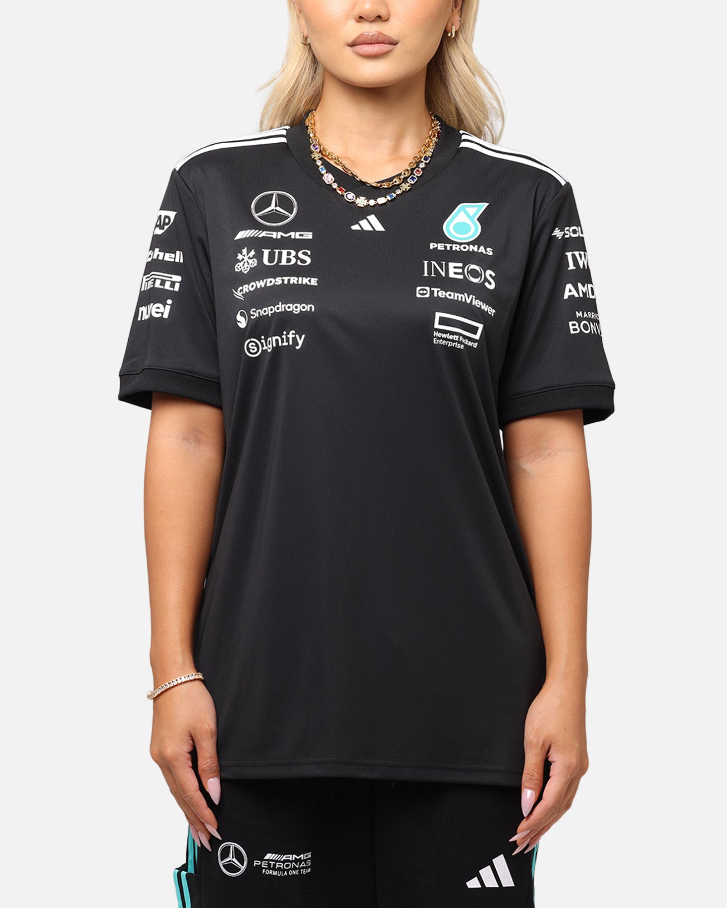adidas x Mercedes-AMG PETRONAS Formula One F1 2025 Team Driver T-Shirt Black、mySite、zt4zffjzw