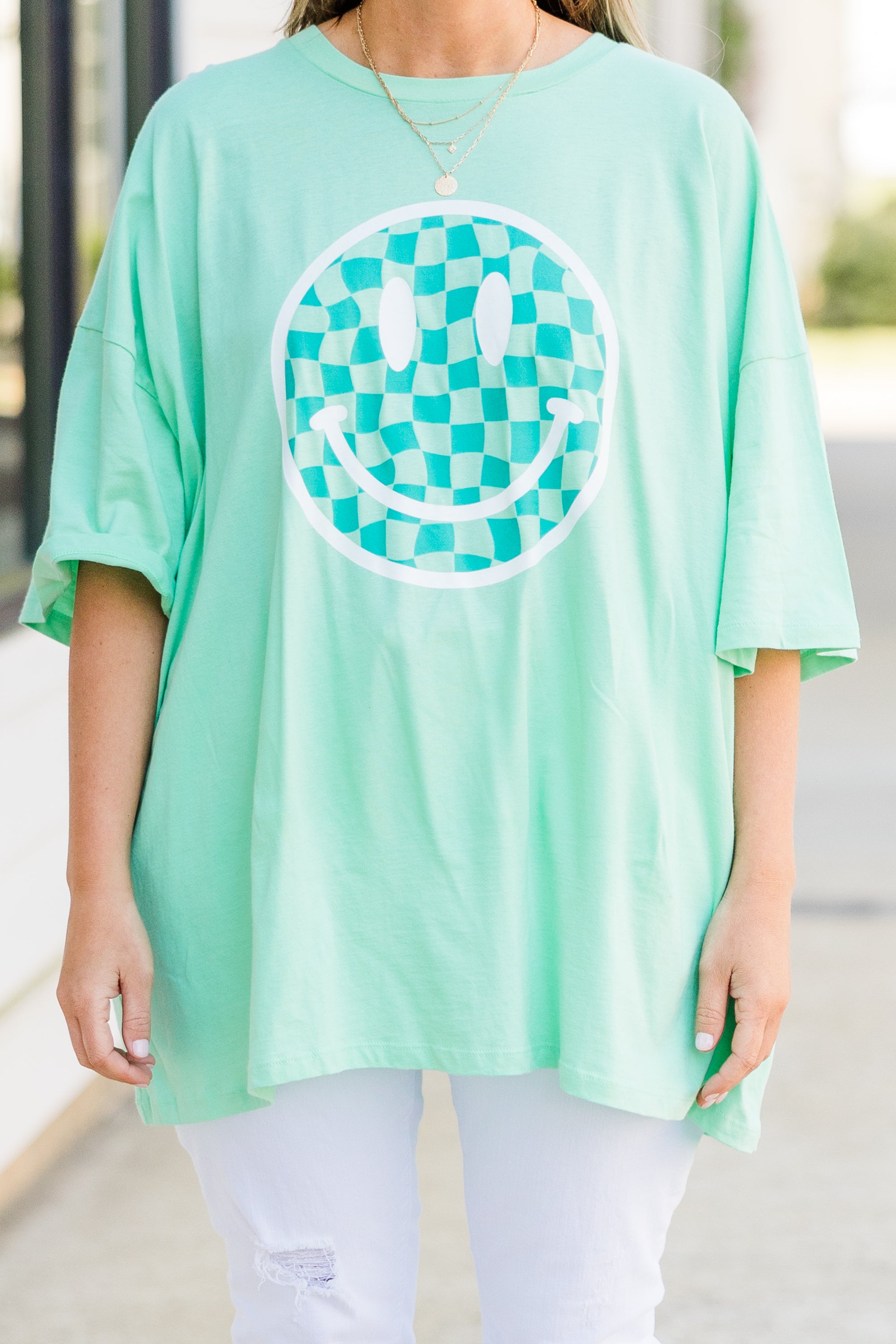  All Smiles Here Boyfriend Tee, Green Mint、mySite、justintrudeaud