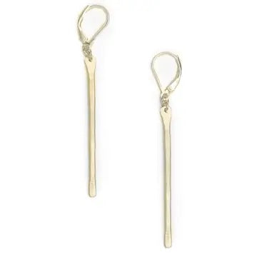 Stem Long Skinny Bar Earrings in Gold、mySite、g9winljtr