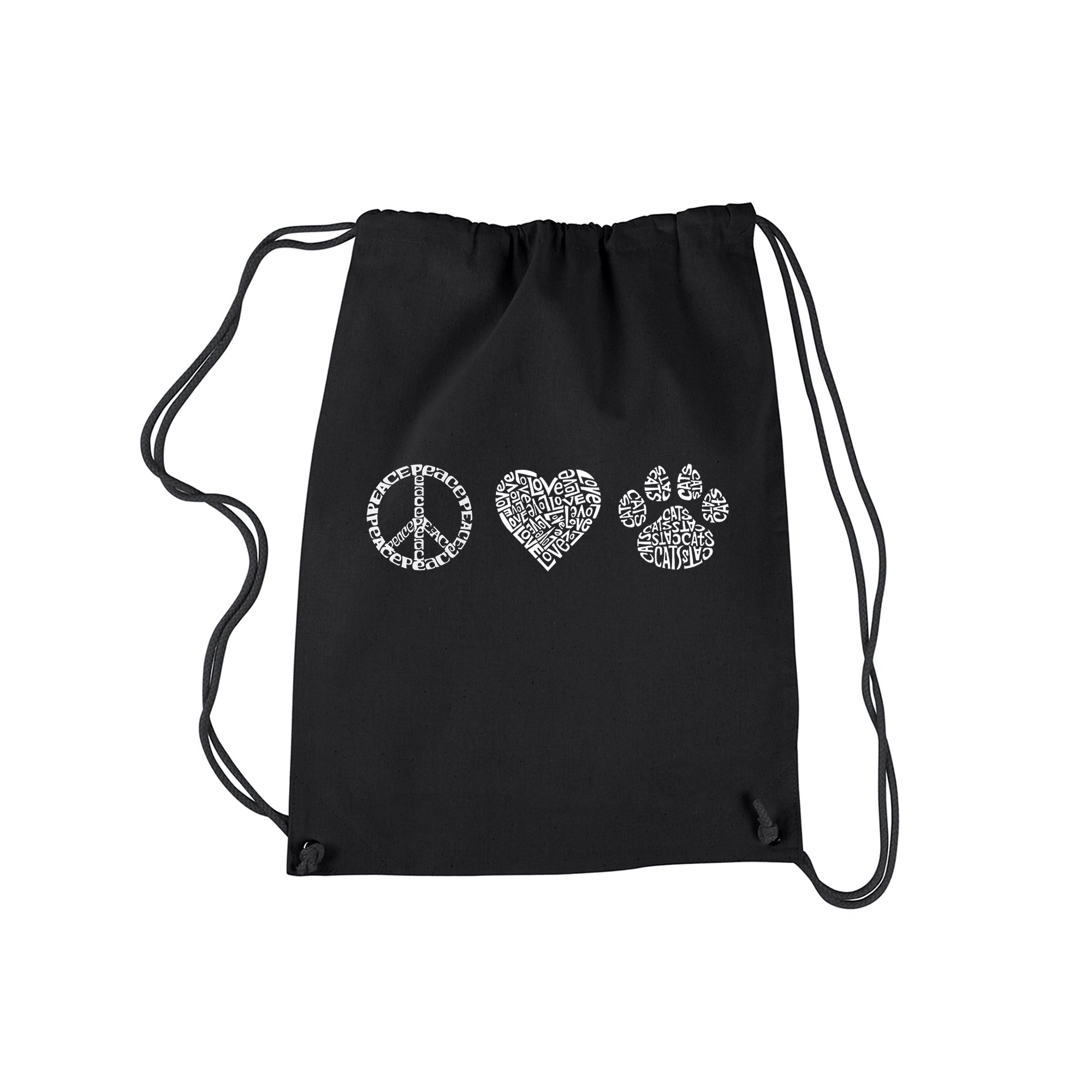 Peace Love Cats - Drawstring Backpack、mySite、camillekostekn