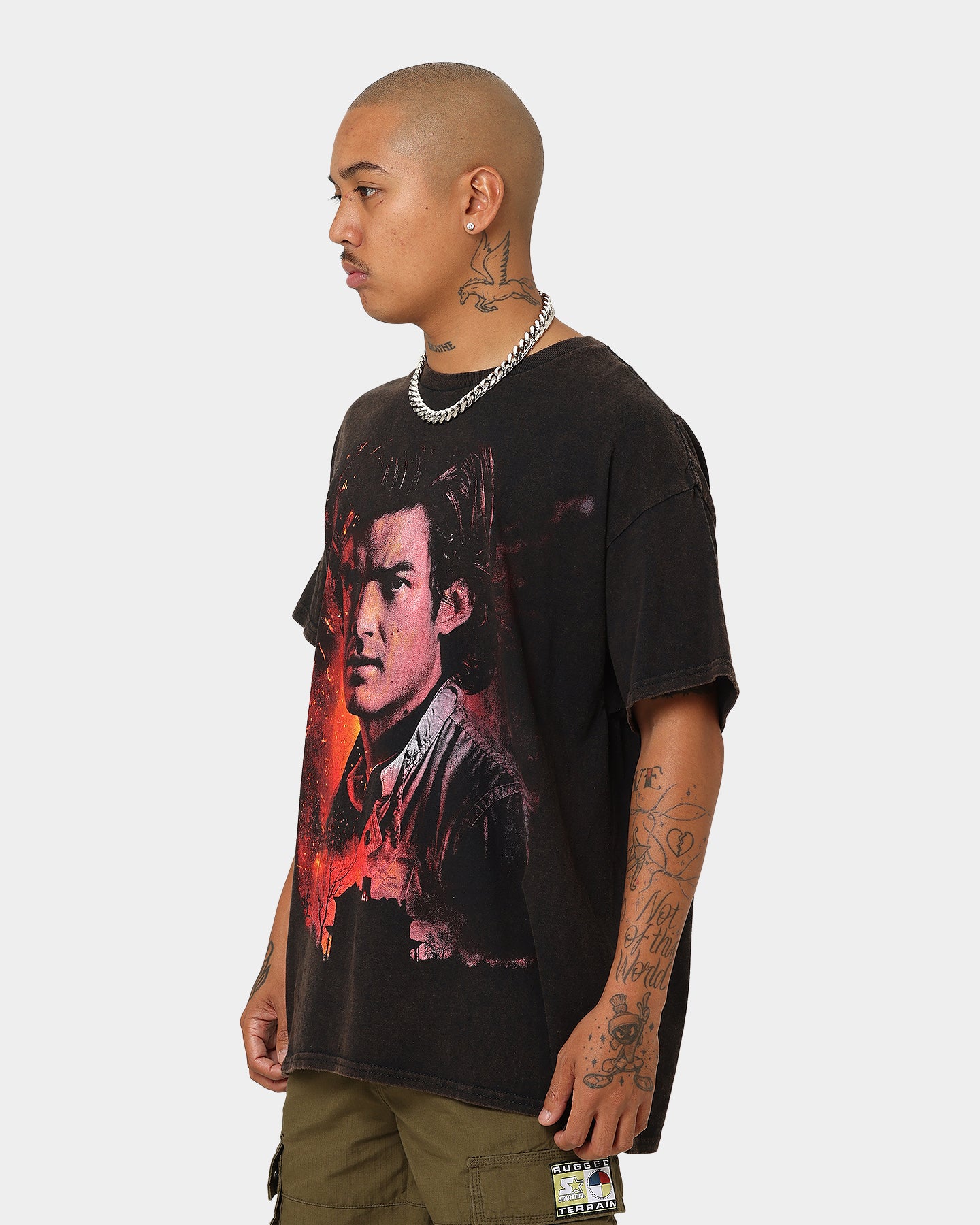 Goat Crew X Stranger Things Steve Vintage T-Shirt Black Wash、mySite、zt4zffjzw