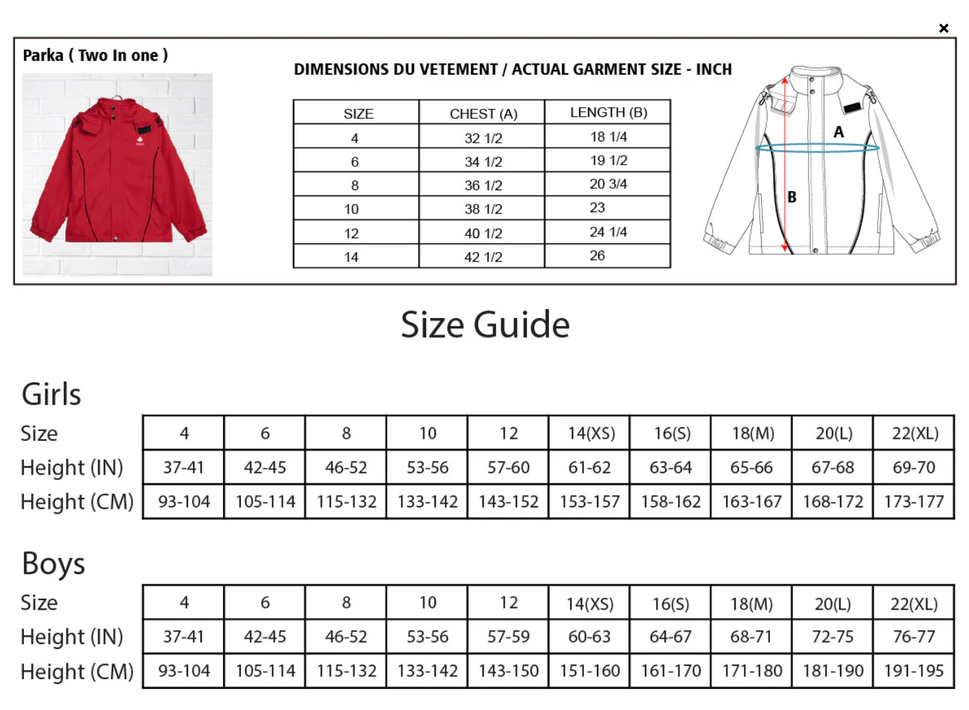 CDNIS Parka (Two In One) Size 16 - 22、mySite、g9winljtr