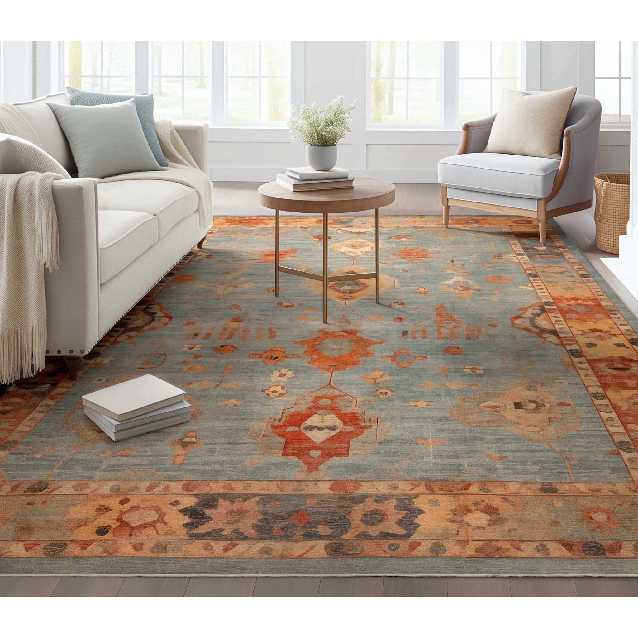 Pastel Tone On Tone - Updated Traditional Rug for Living Room Bedroom Dining Room ,Easy Clean、mySite、gigharbornorthrealestate