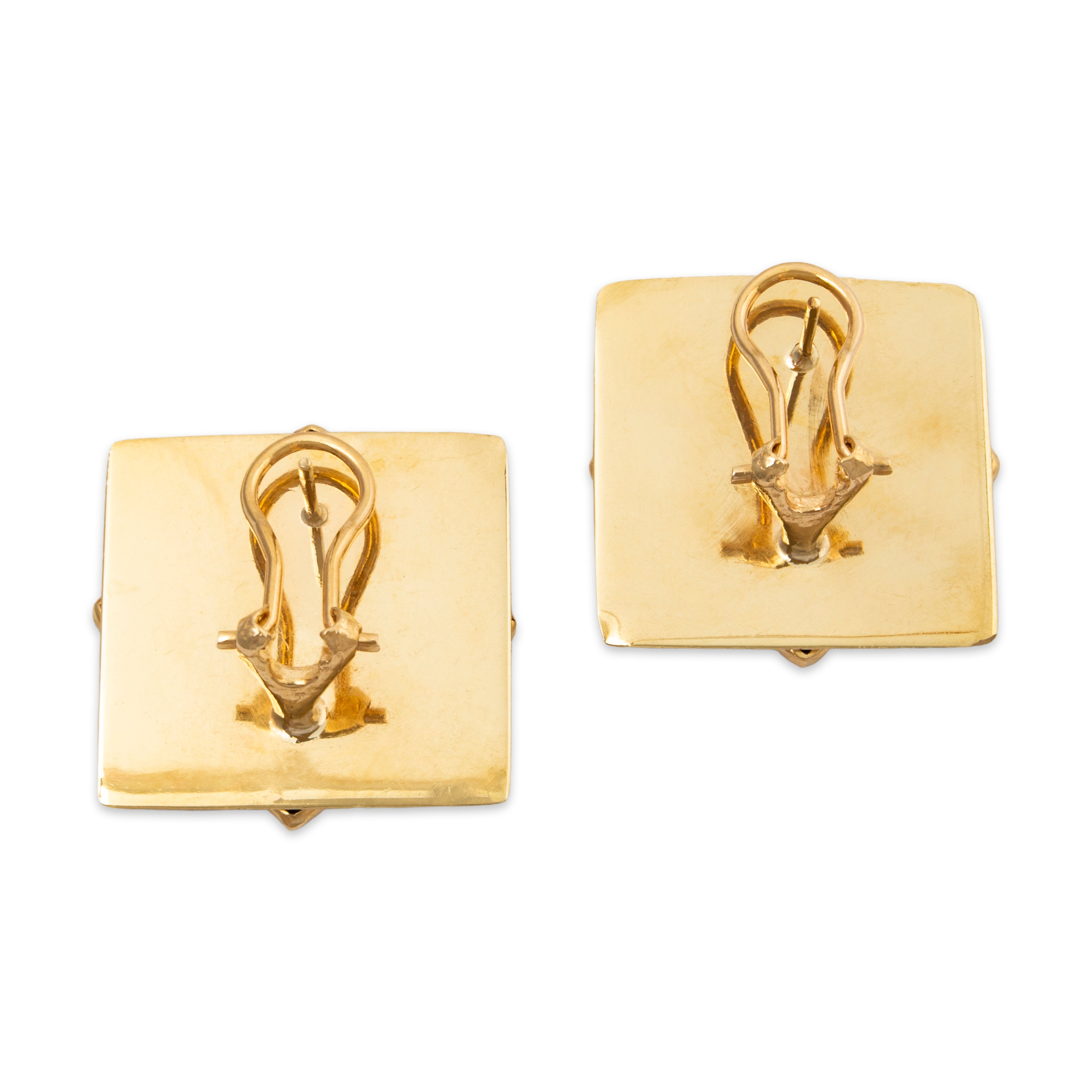 Vintage Large 14k Yellow Gold 5cttw Onyx Statement Squares Stud Earrings、mySite、hinf8tx79