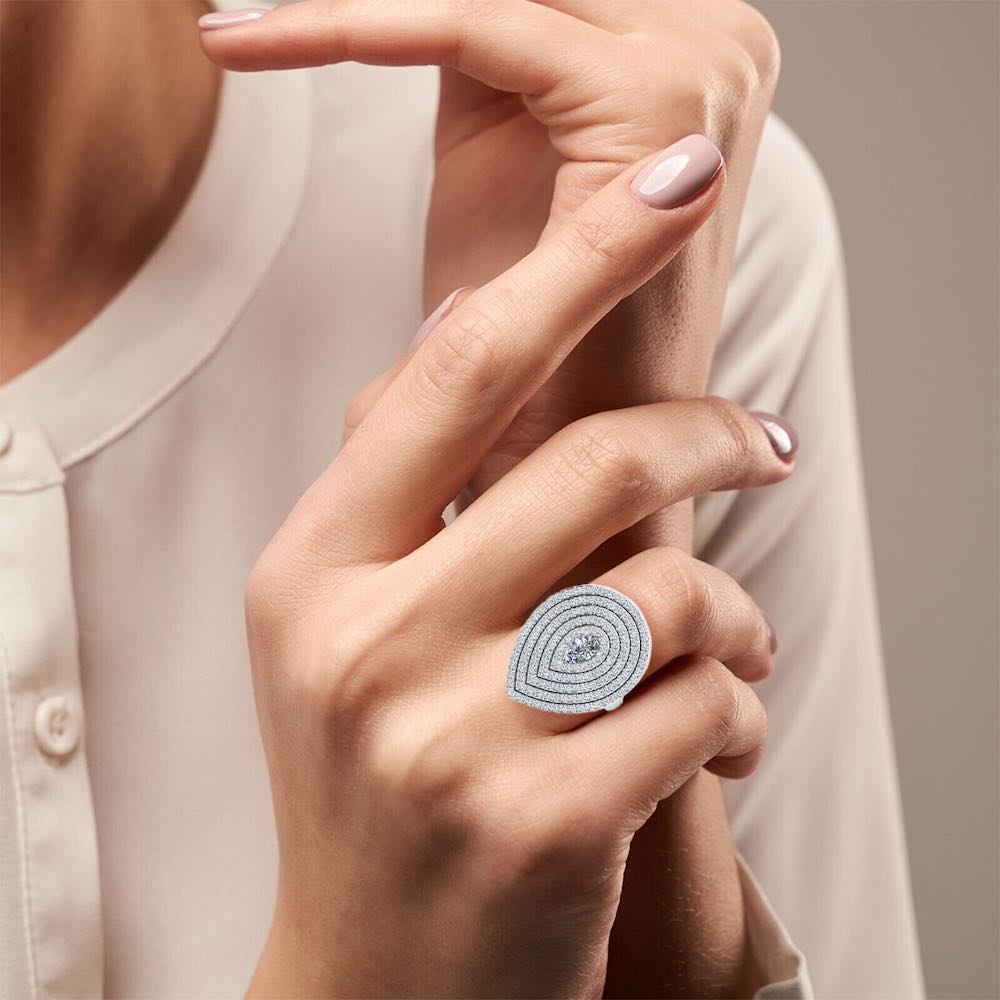 5-Row Pear Cluster Moissanite Engagement Ring、mySite、hinf8tx79