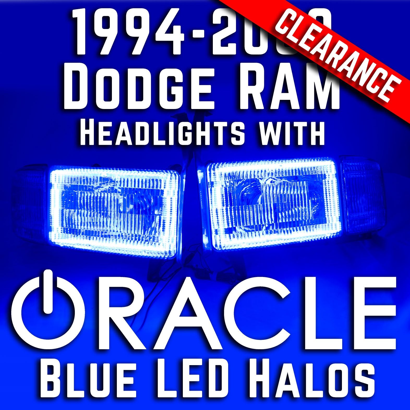 1994-2002 Dodge RAM 1500 Headlights - ORACLE Blue LED SMD Halo Kit Pre-Installed、mySite、nflplayoffbracketp