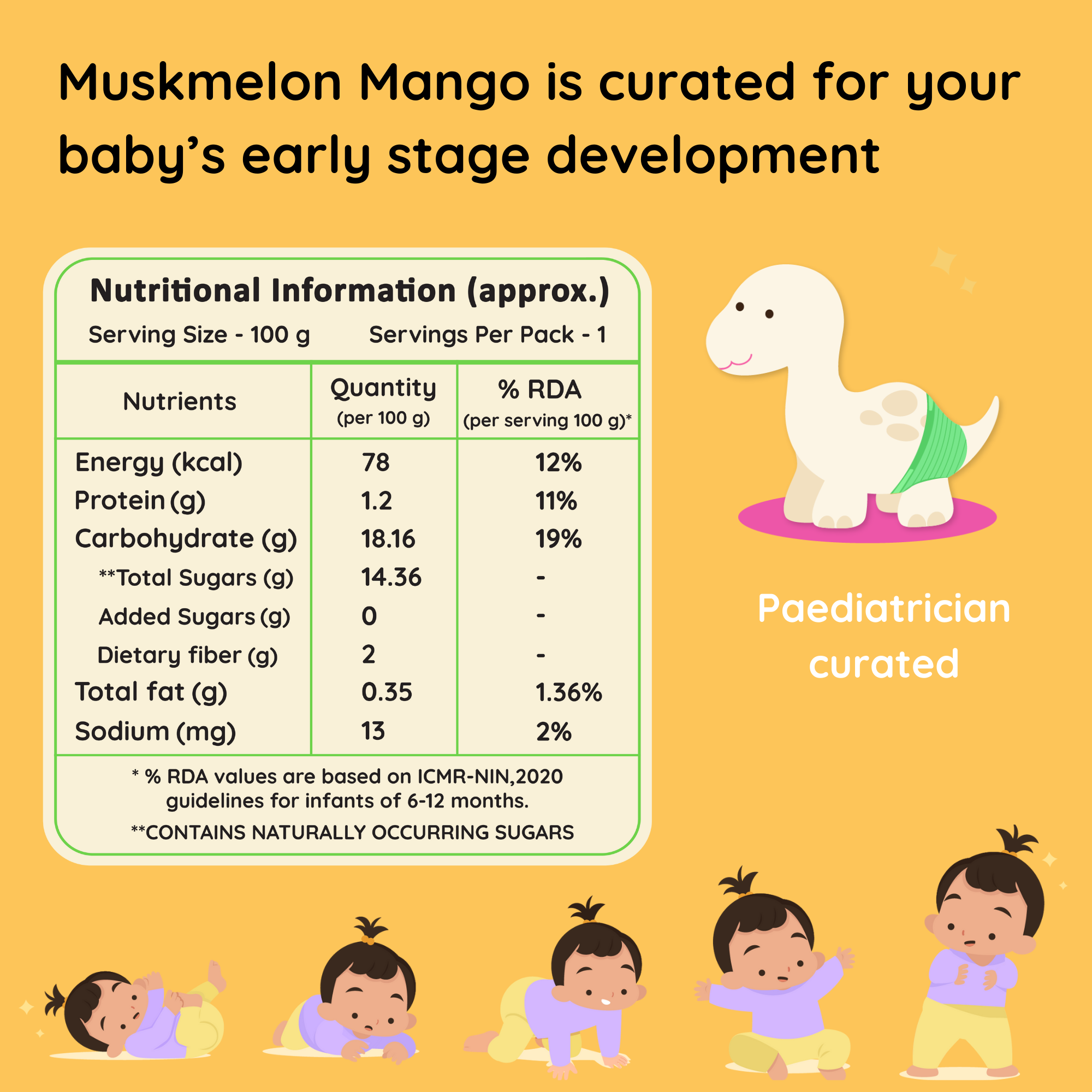 Baby Food | Kids Healthy Snacks | Exotic Fruit Puree | Musk Melon Mango | 100 g、mySite、camillekostekn