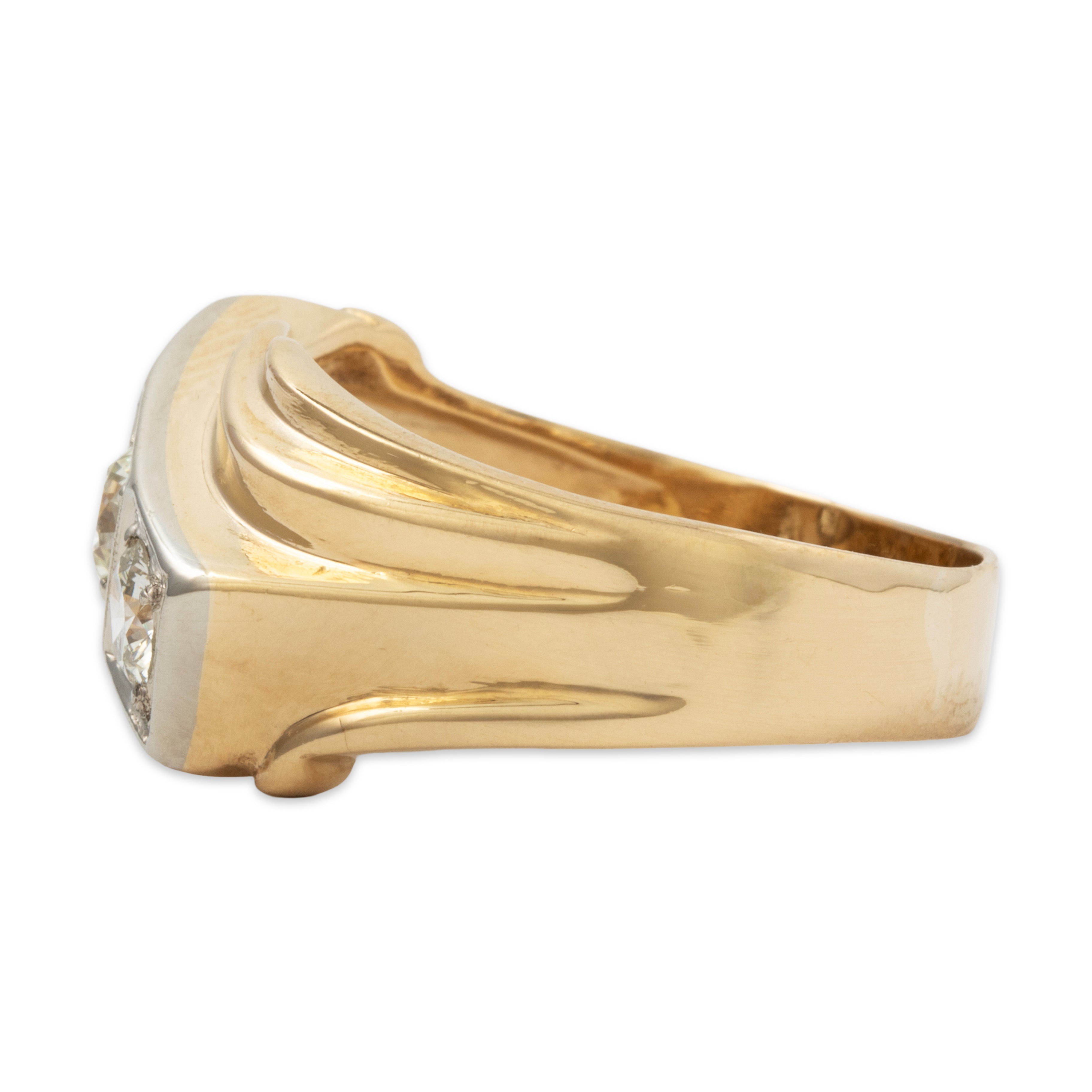 Vintage 14k Yellow Gold .81cttw Diamond Modernist Slant Ring 10.00、mySite、hinf8tx79