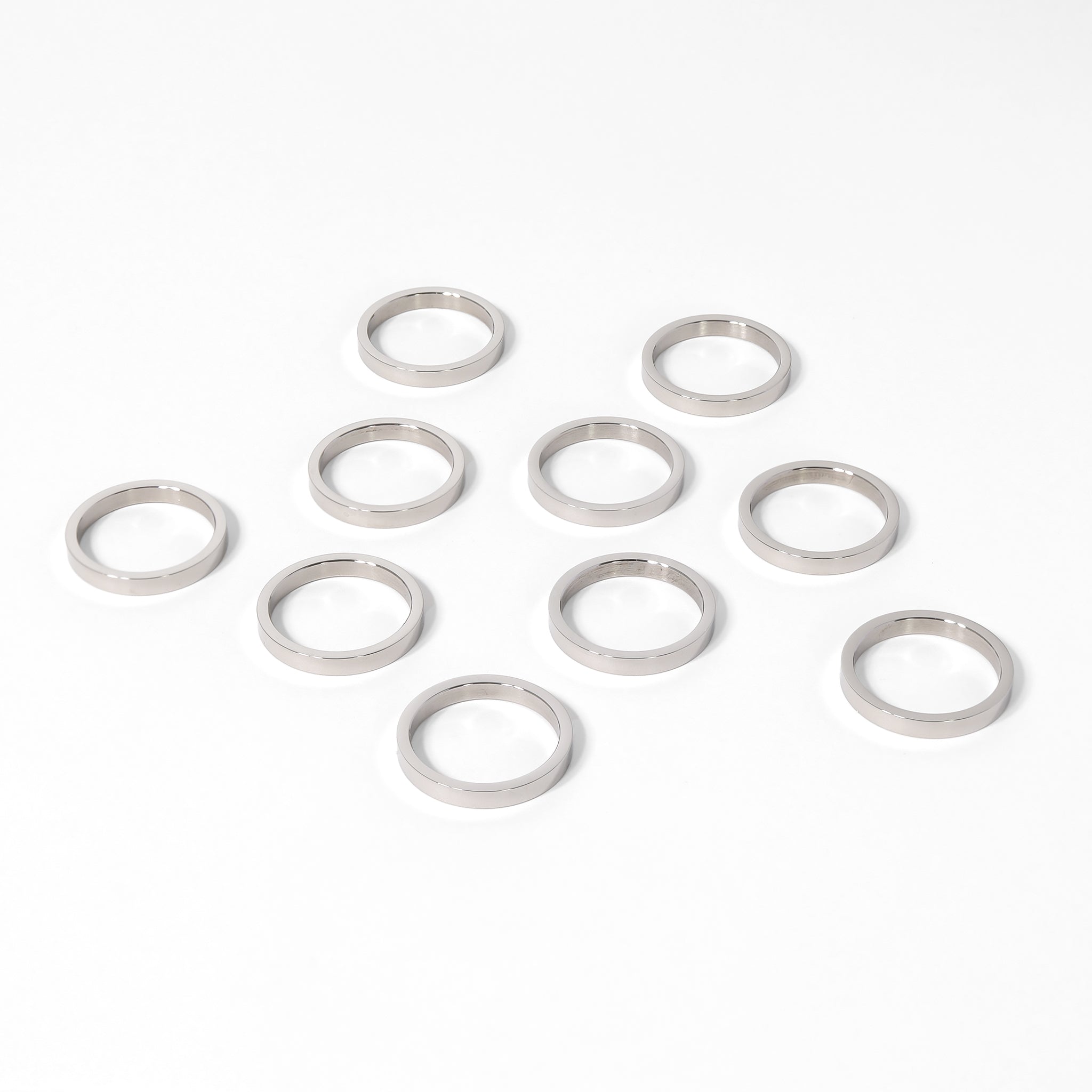 10 Pack - Polished Stainless Steel Blank Flat Ring / PRJ9005、mySite、dreamappss