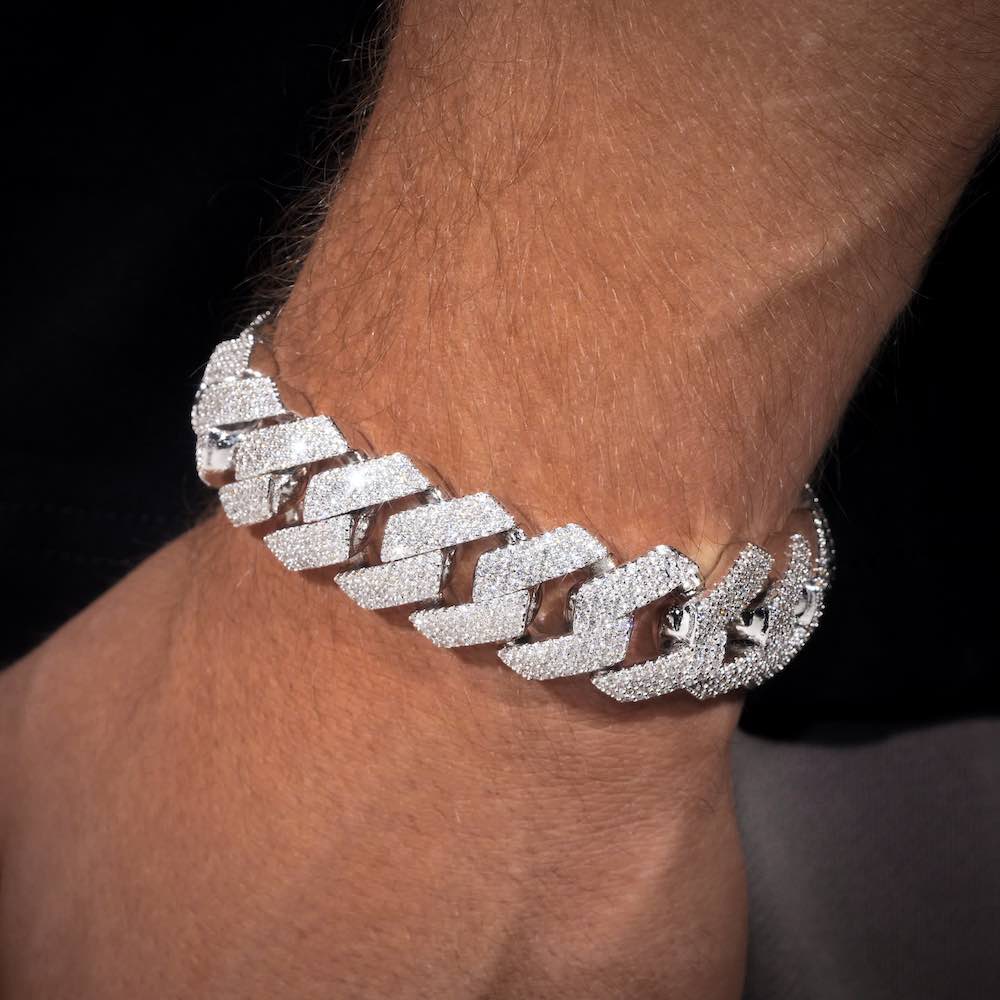 20MM 4-Row Moissanite Cuban Link Bracelet 14K Gold、mySite、hinf8tx79