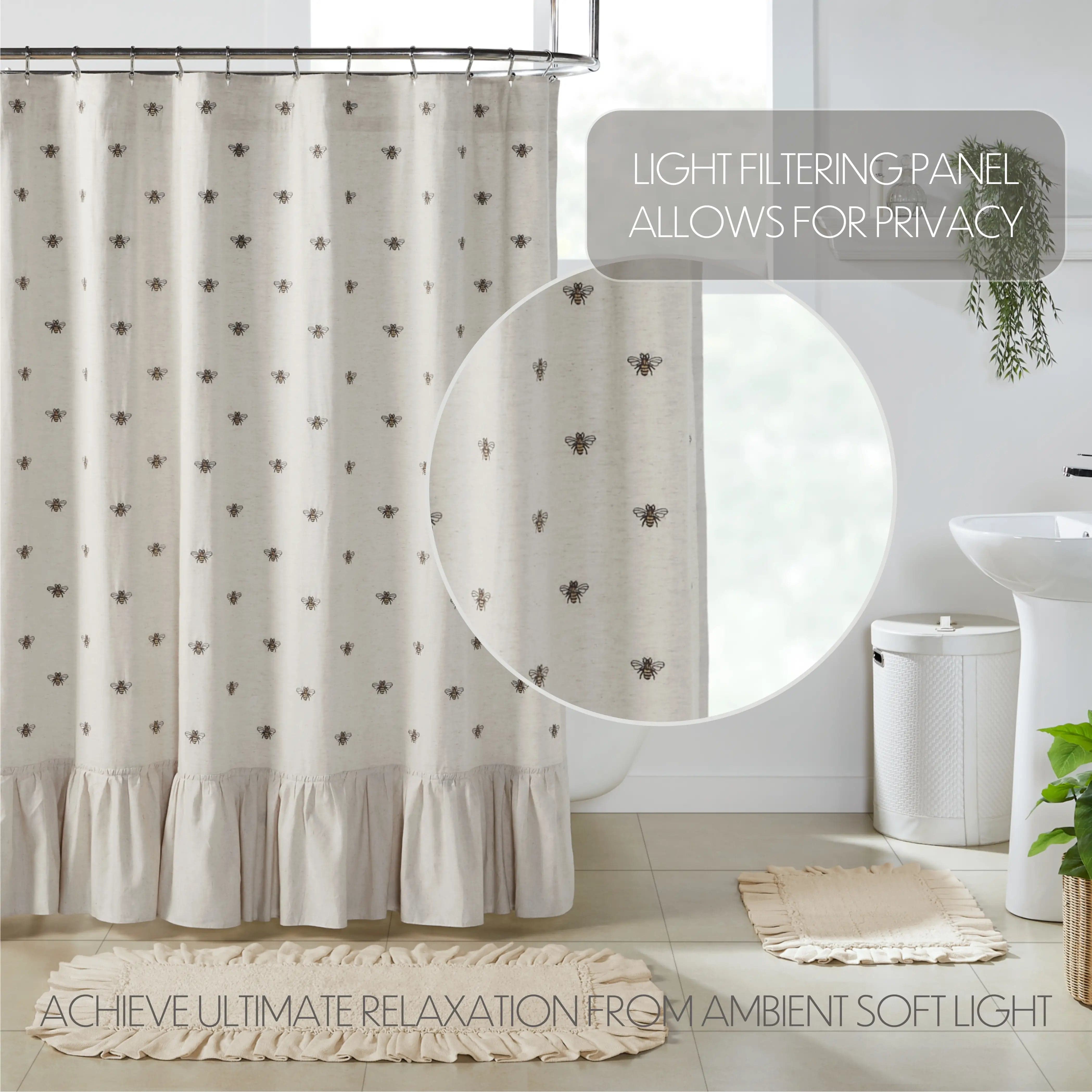 Honey Bee Shower Curtain Embroidered、mySite、g9winljtr