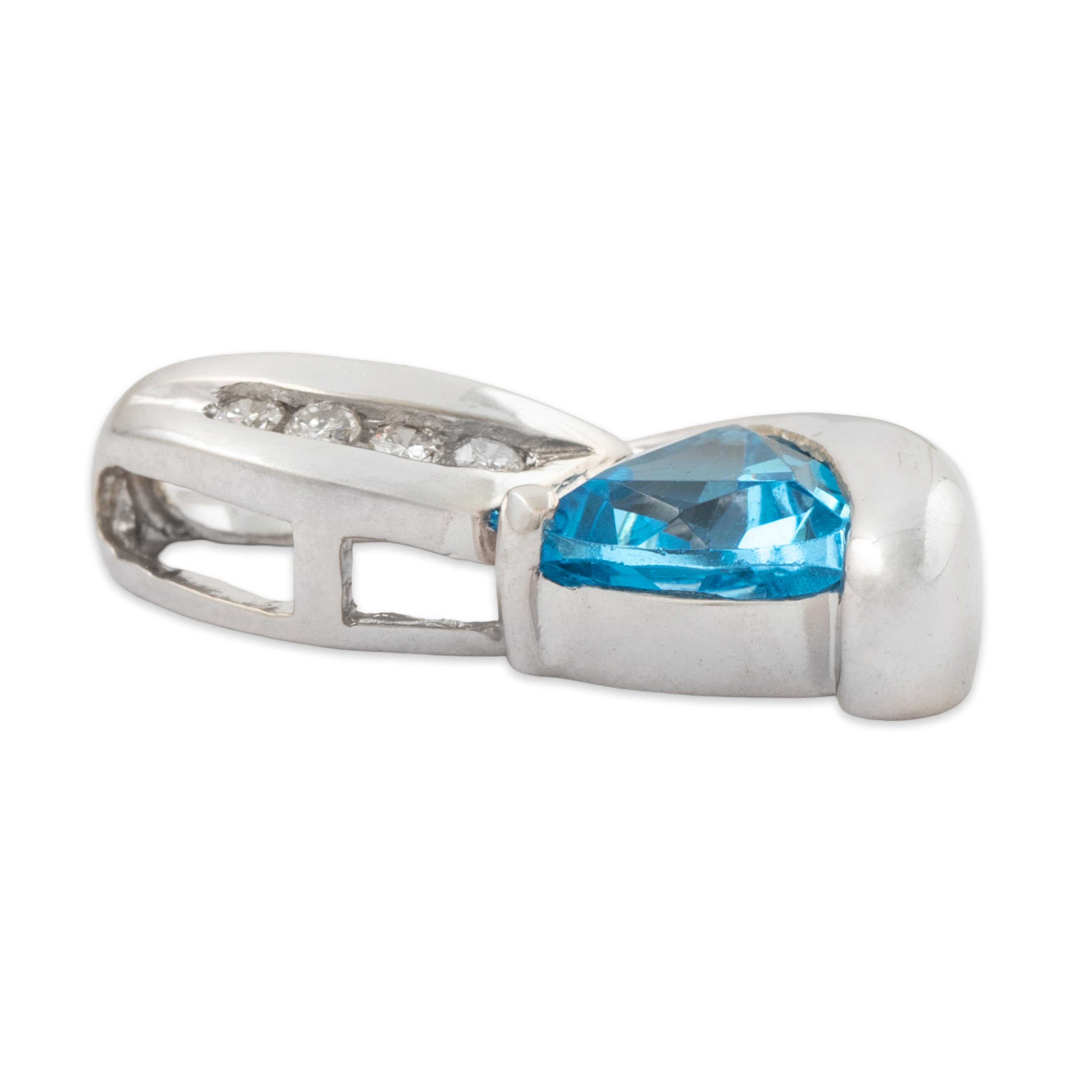 Vintage 14k White Gold 1.13ct Topaz Diamond Terrific Trilliant Pendant、mySite、hinf8tx79