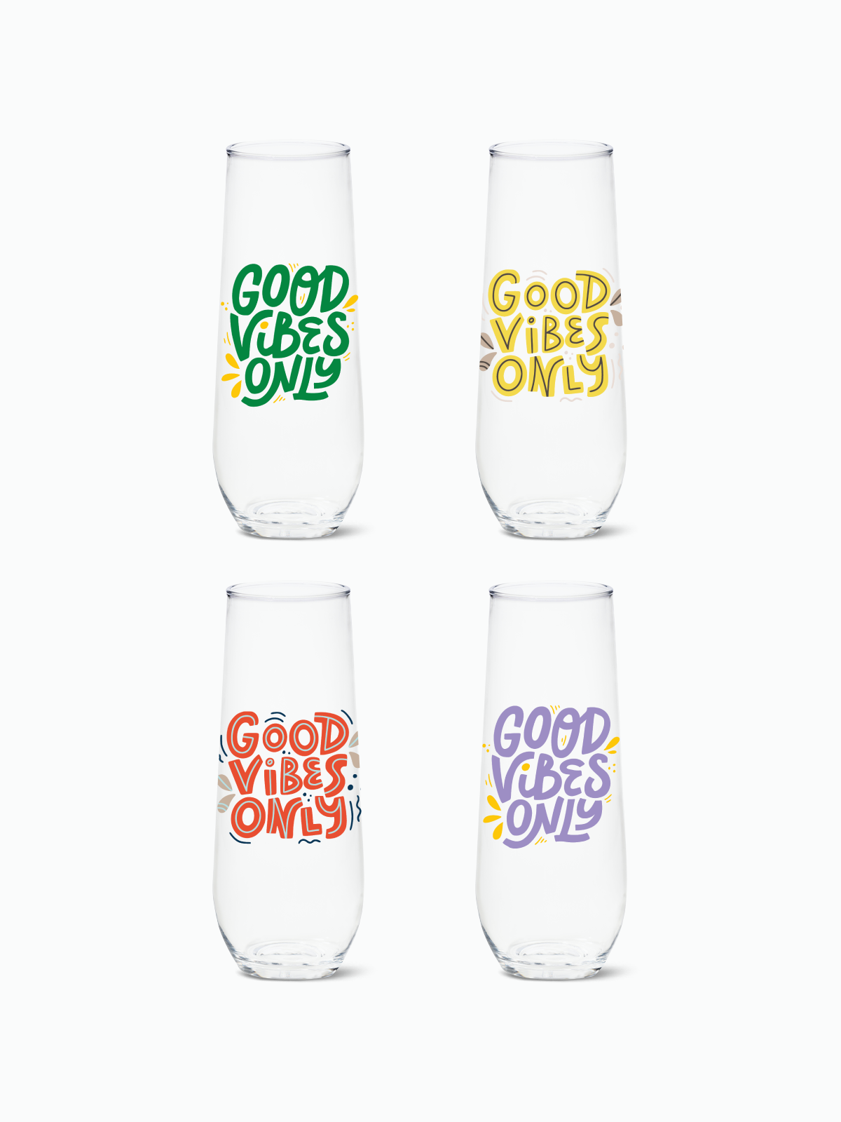 Good Vibes Only - RESERVE 9oz Stemless Champagne Tritan Copolyester Glass、mySite、camillekostekn