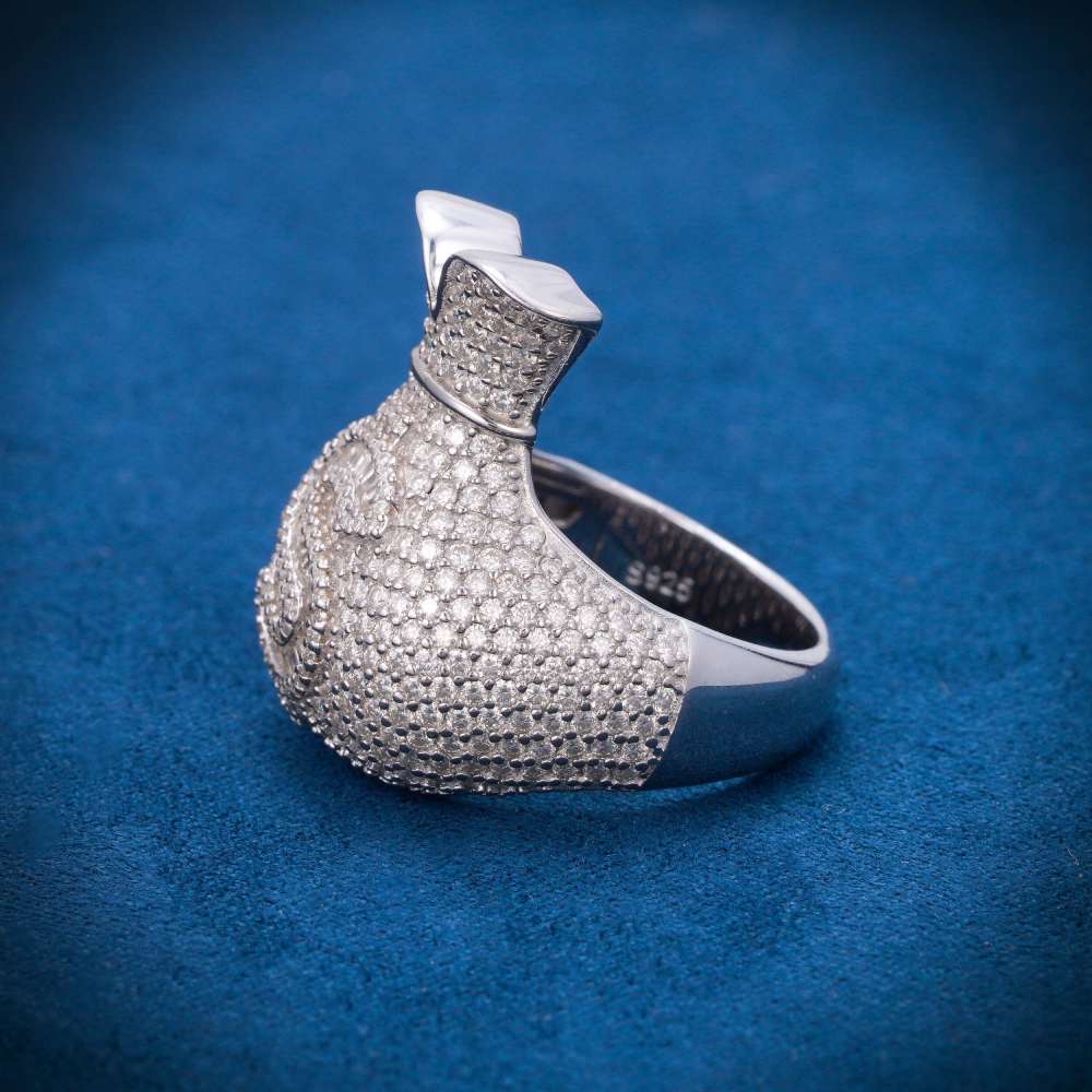 Moissanite Money Bag Ring 14K White Gold、mySite、hinf8tx79