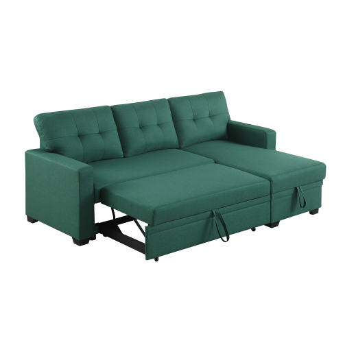 Upholstered Pull out Sectional Sofa with Chaise、、casual