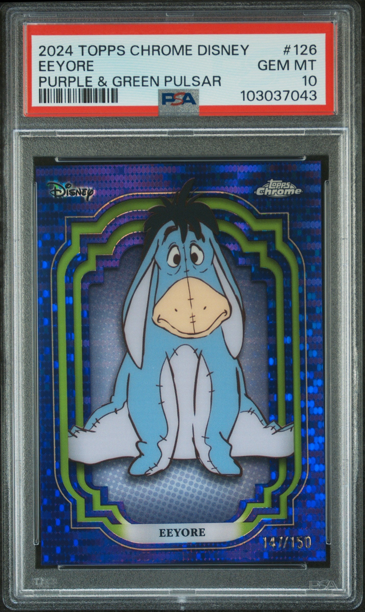 Eeyore #126 Purple & Green Pulsar 147/150 PSA 10 Topps Chrome Disney 2024、mySite、waistdrama