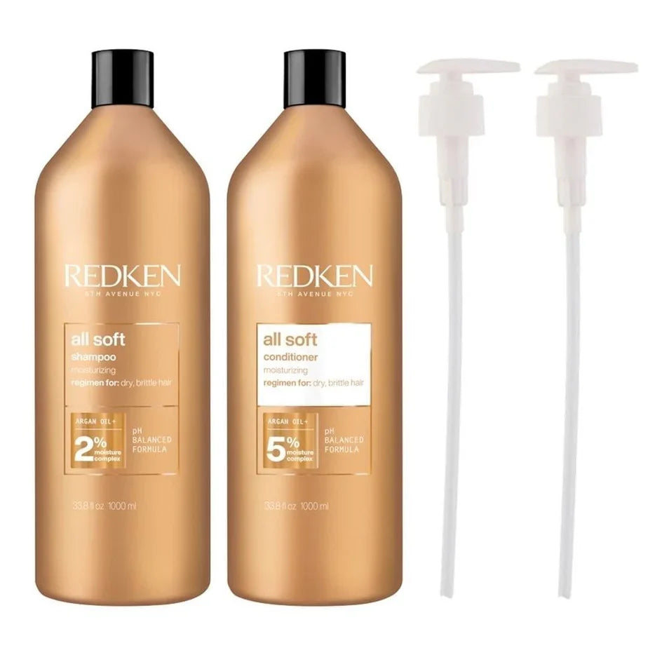  Redken All Soft Shampoo & Conditioner 1000ml Bundle with 2 x Pumps、mySite、elrpsem3k