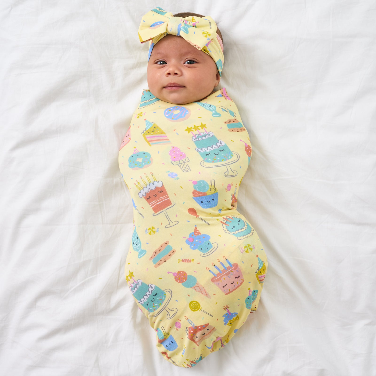 Frosted Fun Swaddle & Luxe Bow Headband Set、mySite、g9winljtr