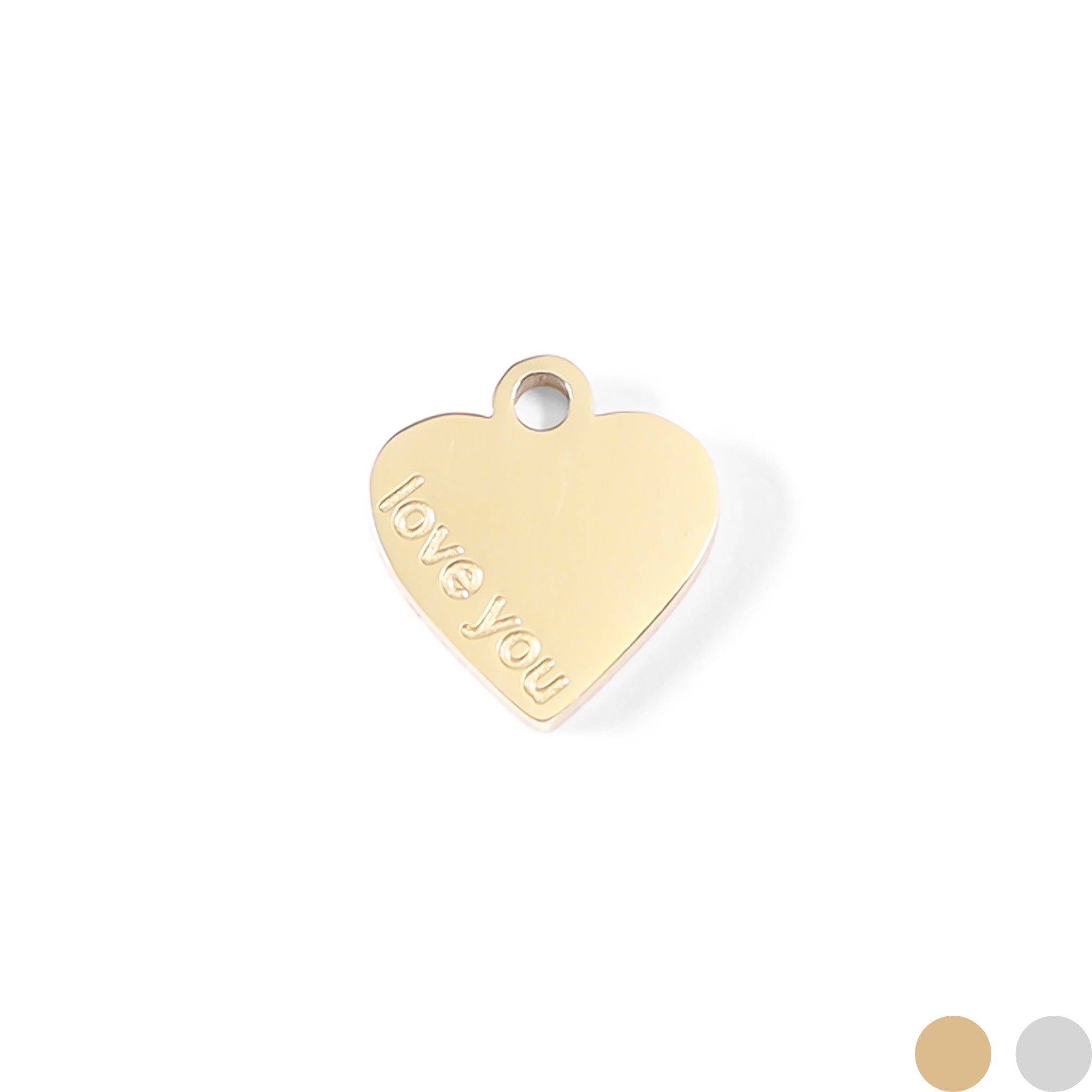 18K Gold PVD Stainless Steel Love You Heart Charm / PDL0060、mySite、dreamappss