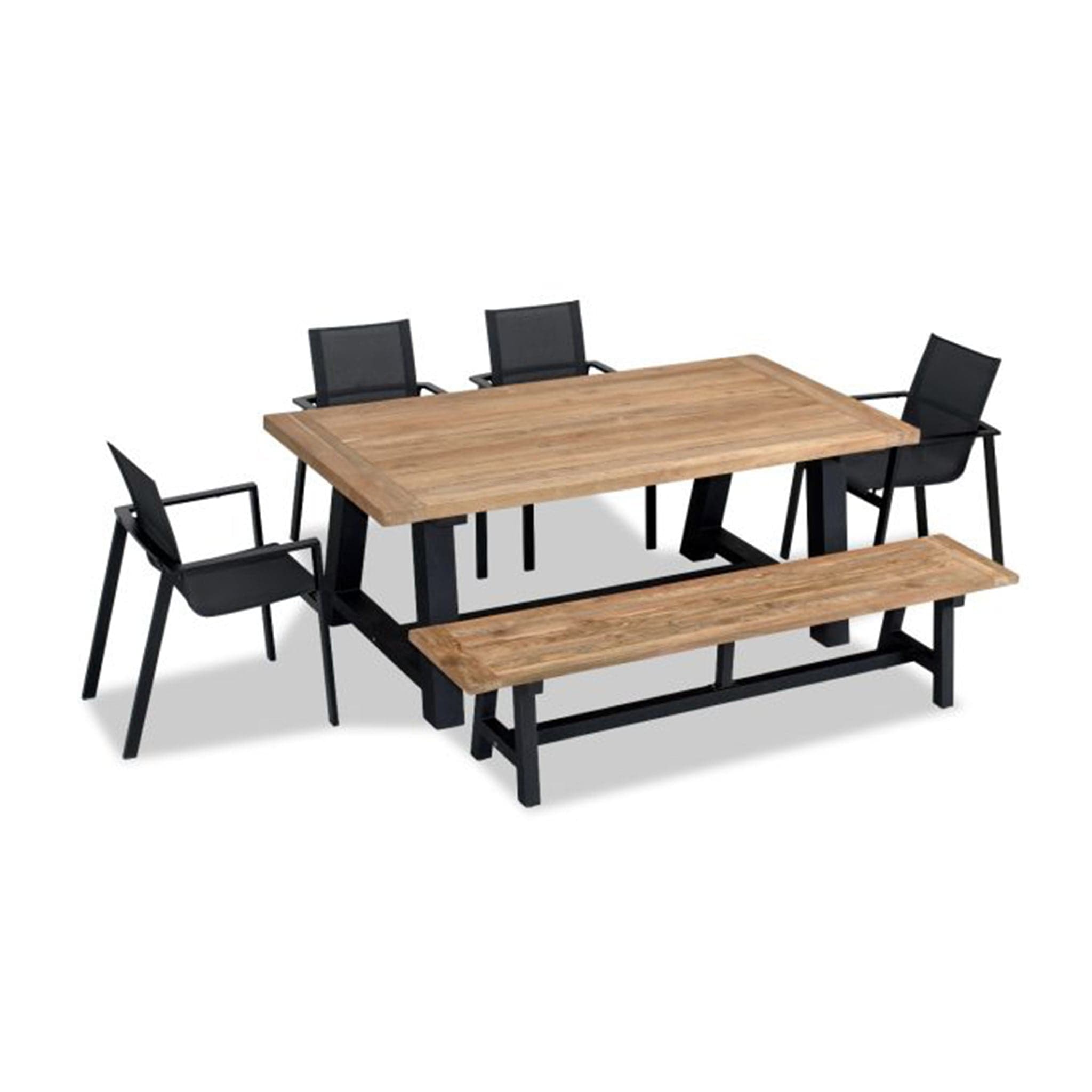 Lift Mill 6 to 7 Seat Reclaimed Teak Dining Set w/ Bench、mySite、neckold
