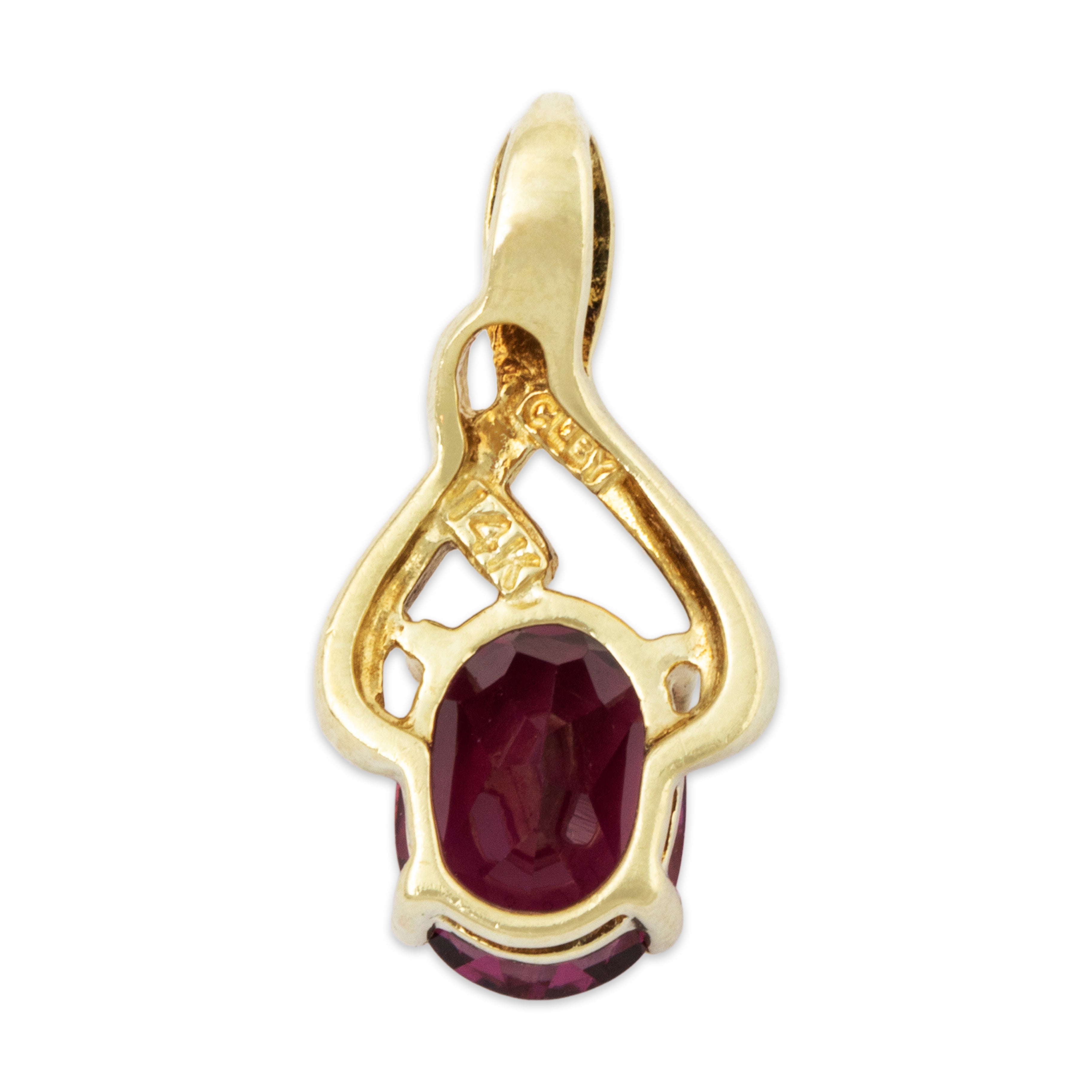 Vintage 14k Yellow Gold 1.7ct Rhodolite Garnet Chic Swirl Pendant、mySite、hinf8tx79