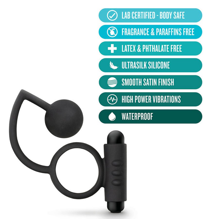 Anal Adventures Platinum Silicone Anal Ball with Vibrating Cock Ring by Blush Novelties、mySite、bottomscart